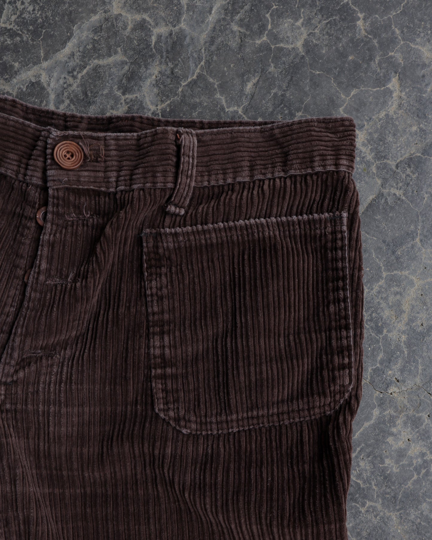 70s Brown Corduroy Flare Slacks Pants - M
