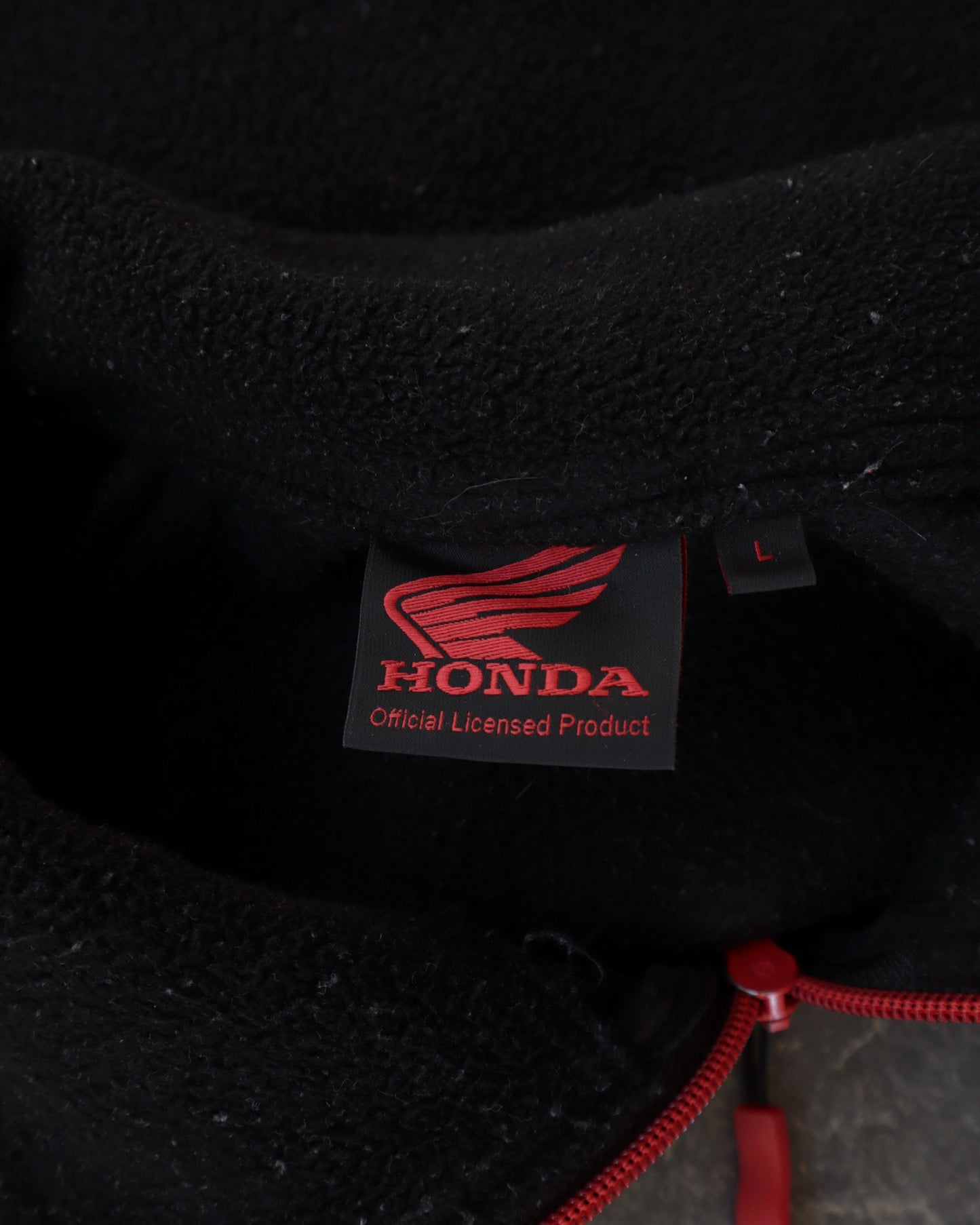 80s Honda Racing Full Zip Black Fleece Sweatshrt - L