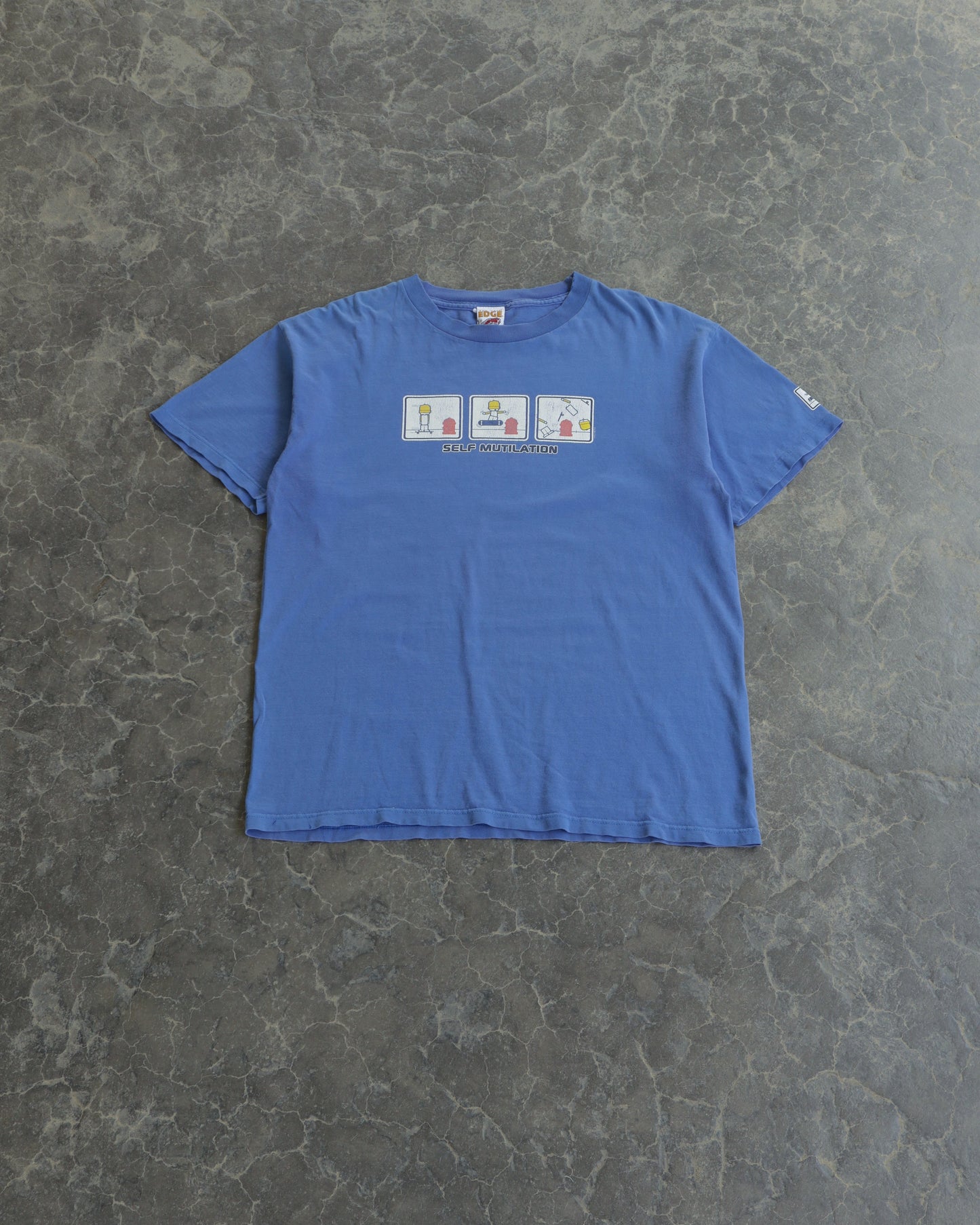 00s Self Mutiliation Faded Light Blue Tee - L