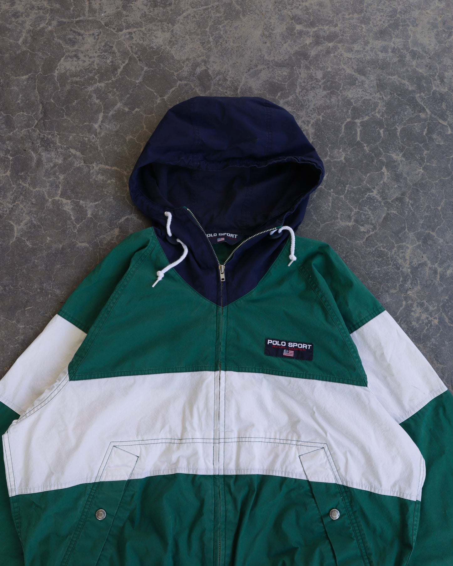 90s Polo Sport Windbreaker Hooded Jacket - M