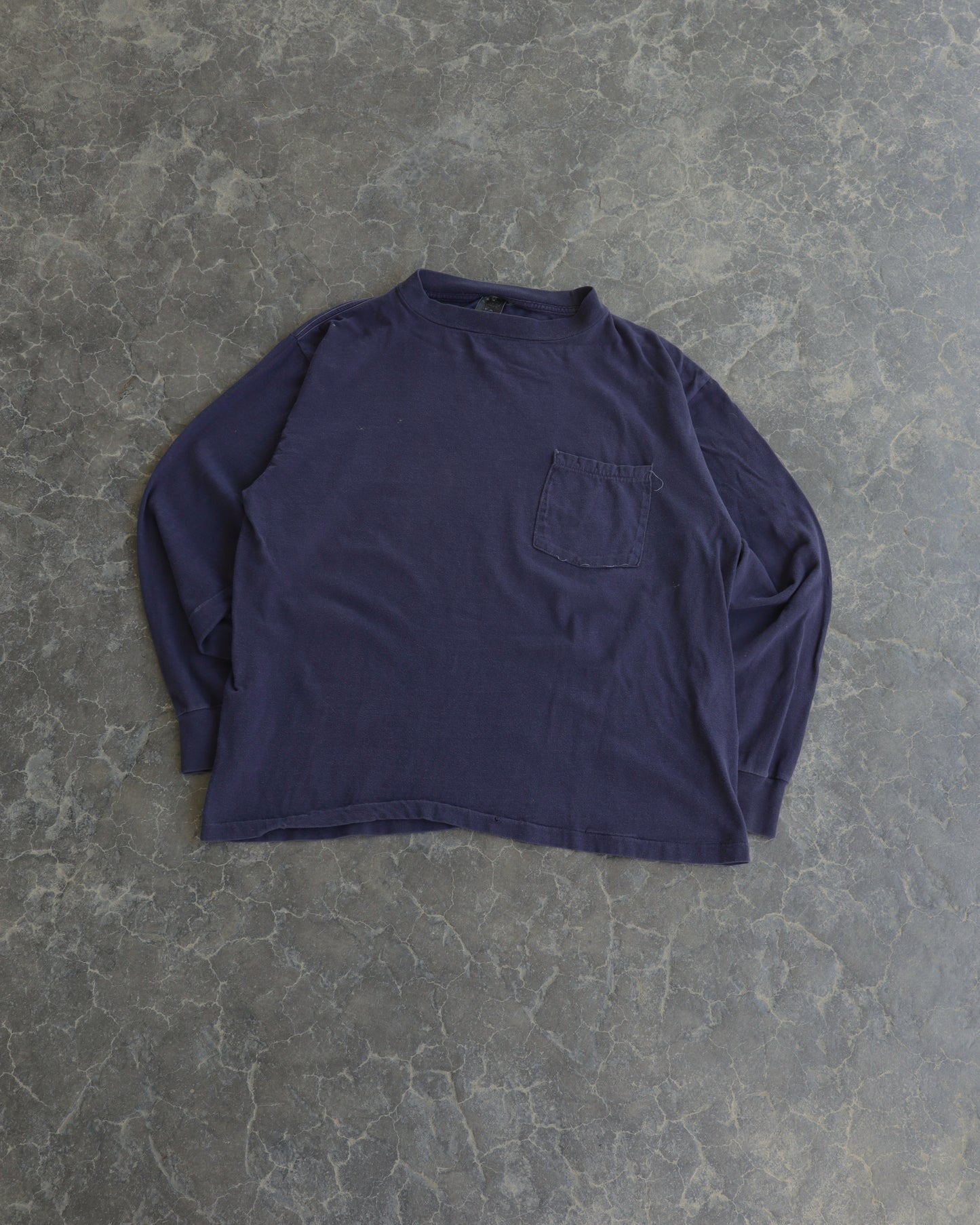 80s Pipe Dragon Navy Long Sleeve Pocket Tee - M