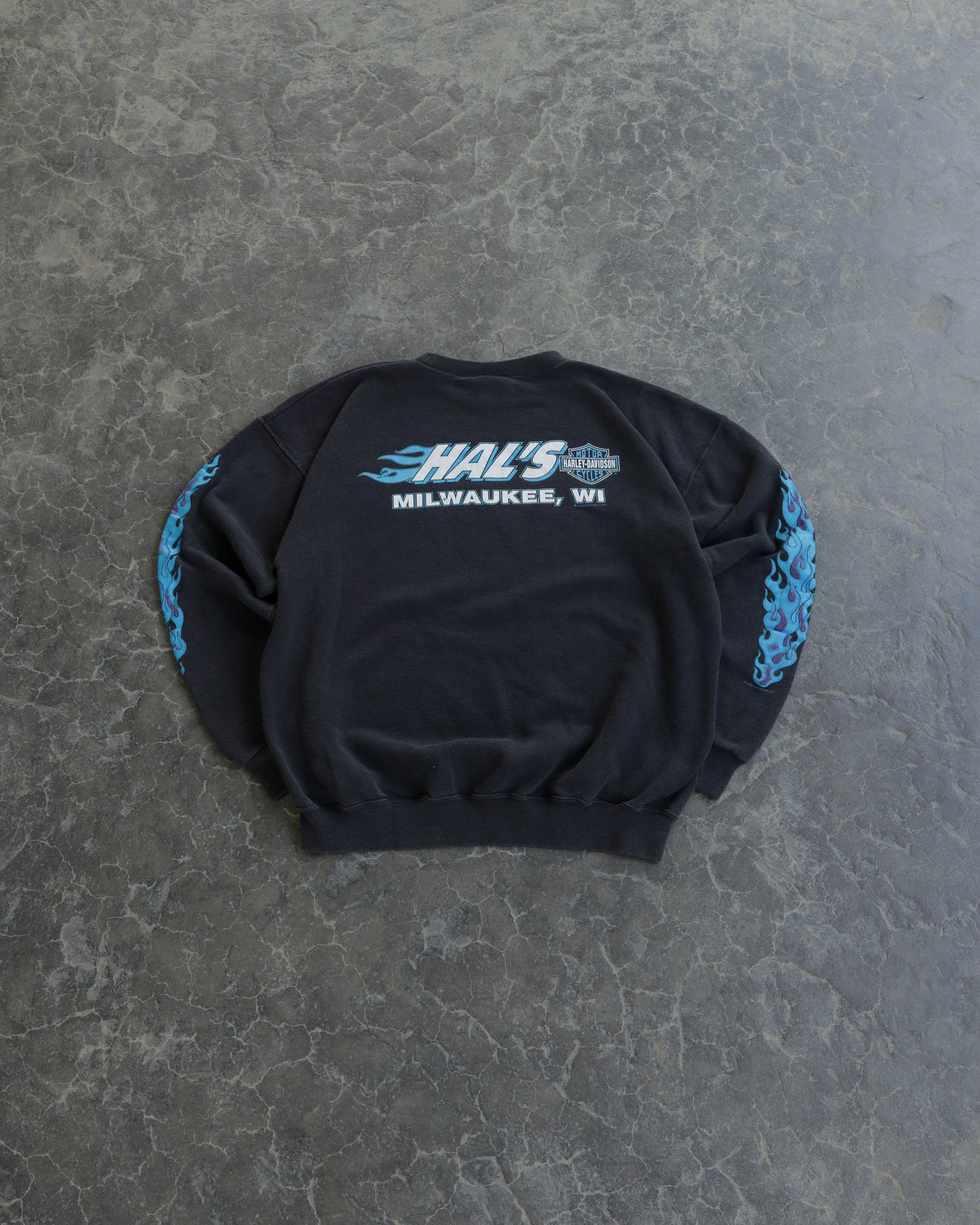 90s Harley Davidson Where Legends Roam Faded Black Crewneck - XL