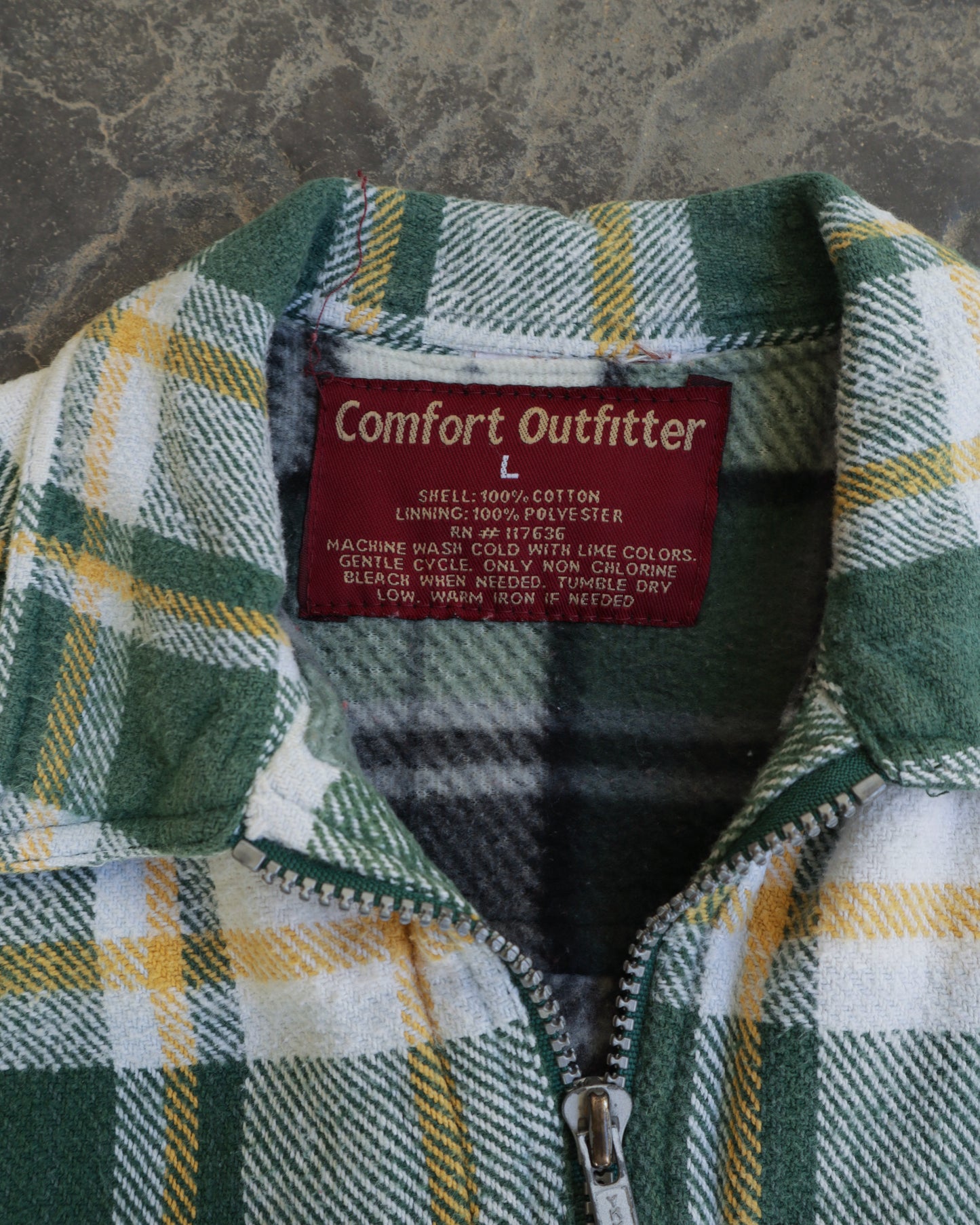 90s Flannel Plaid Zip Up Jacket - L