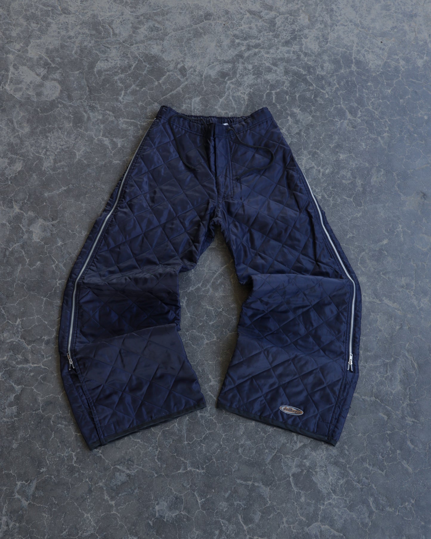 00s Dollhouse Quilted Navy Nylon Rave Pants - Women’s S/M