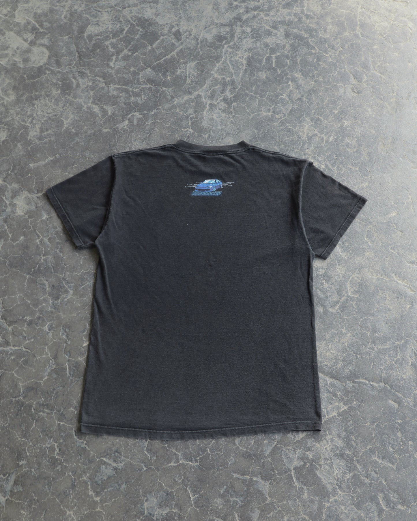 90s JDM Acura Rice Burner Faded Black Tee - L