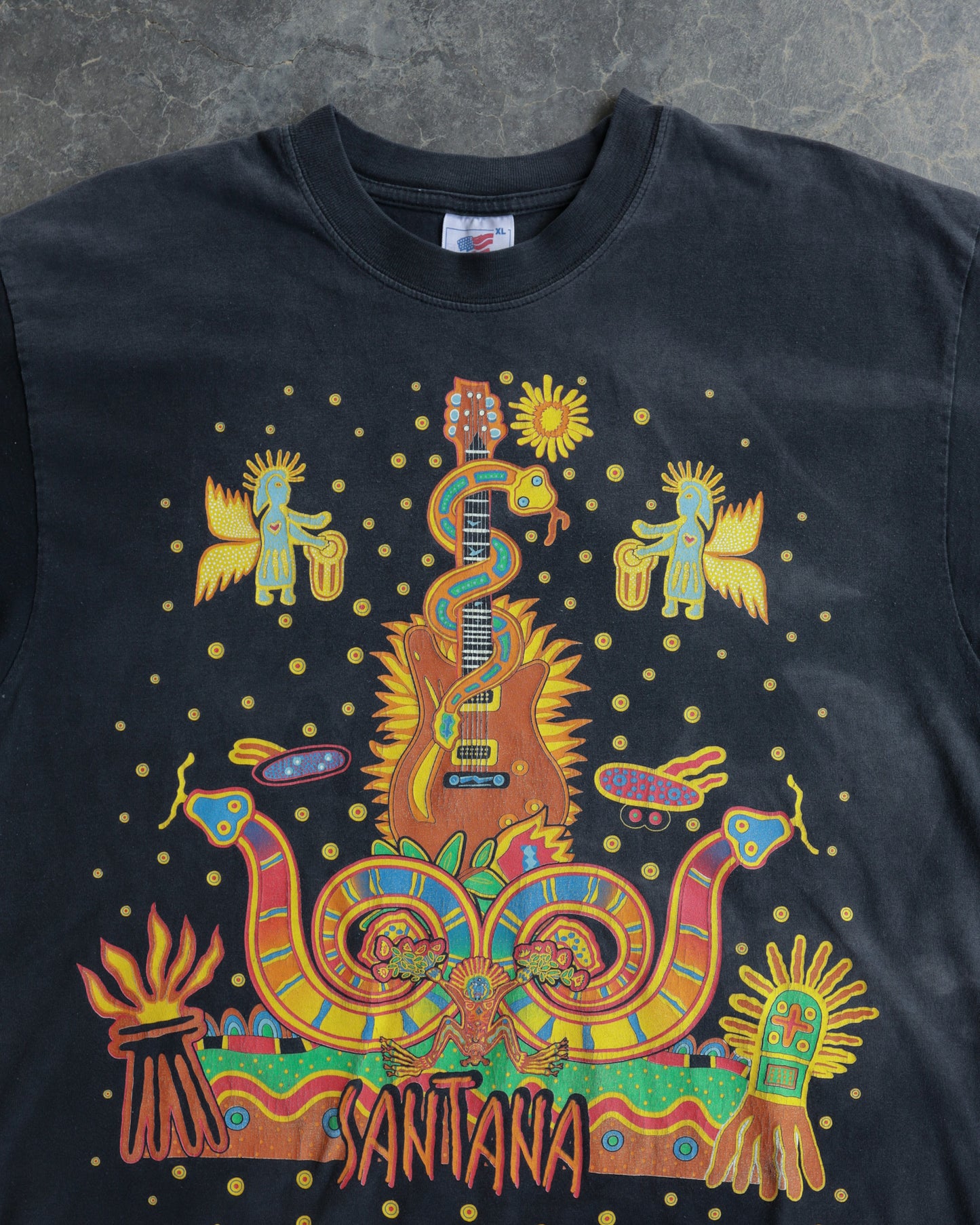 90s Santana Heaven Smiles Faded Black Tee - XL