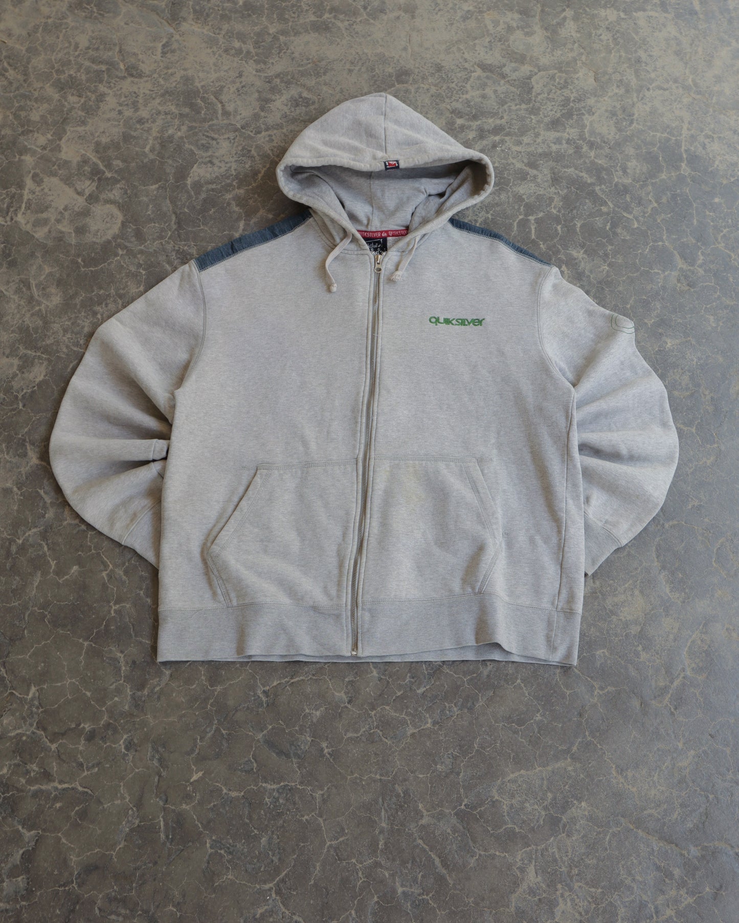 00s Quiksilver Full Zip Grey Hoodie - XL