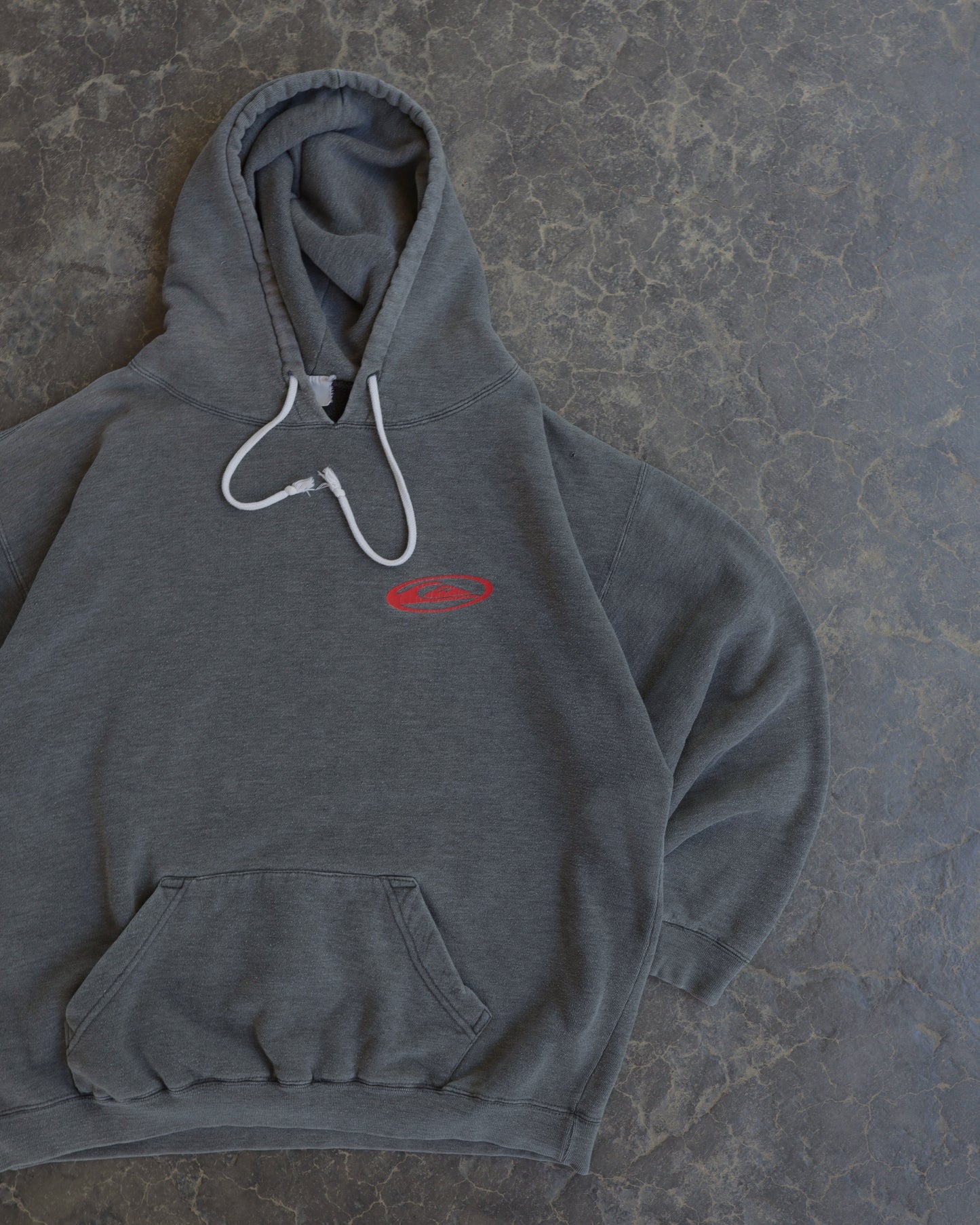 80s Quiksilver Faded Black Boxy Hoodie - L