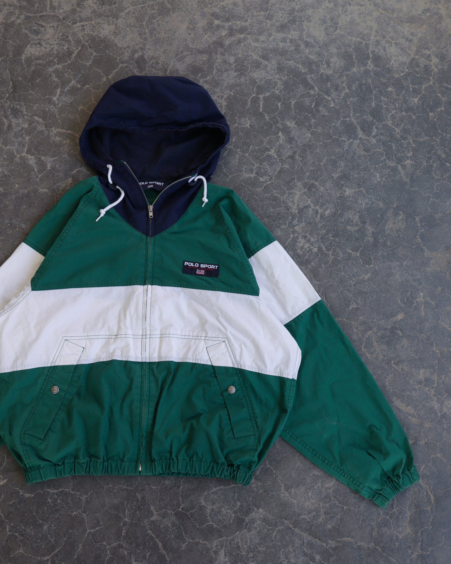 90s Polo Sport Windbreaker Hooded Jacket - M