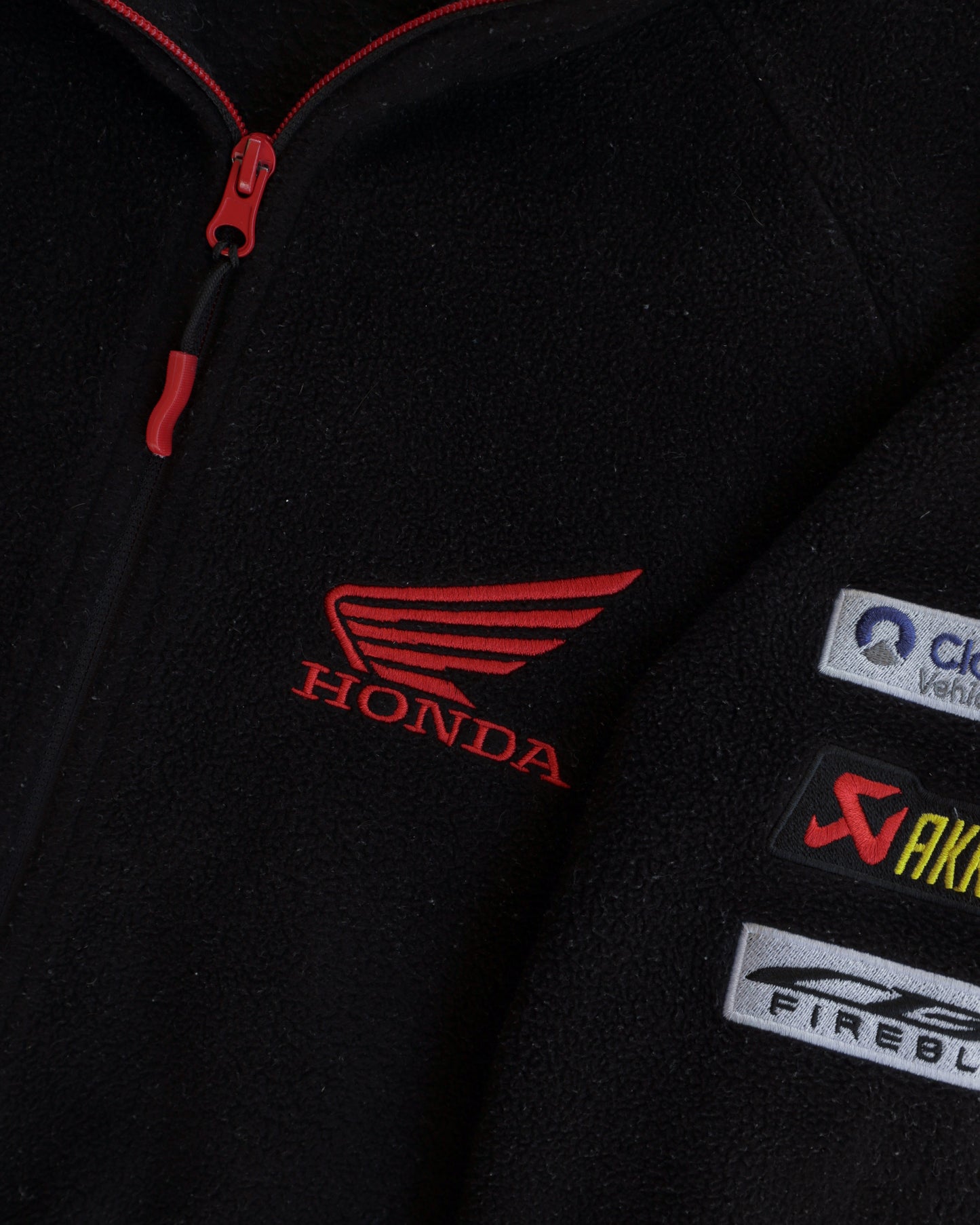 80s Honda Racing Full Zip Black Fleece Sweatshrt - L