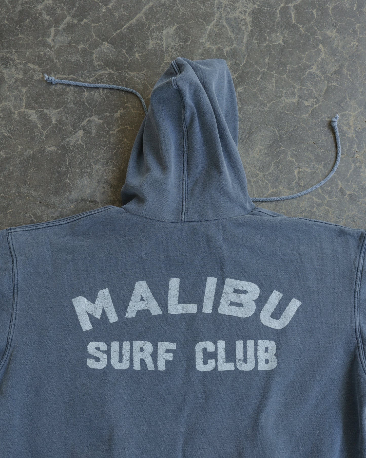 90s Malibu Surf Club Afterhood Faded Blue Boxy Hoodie - M/L