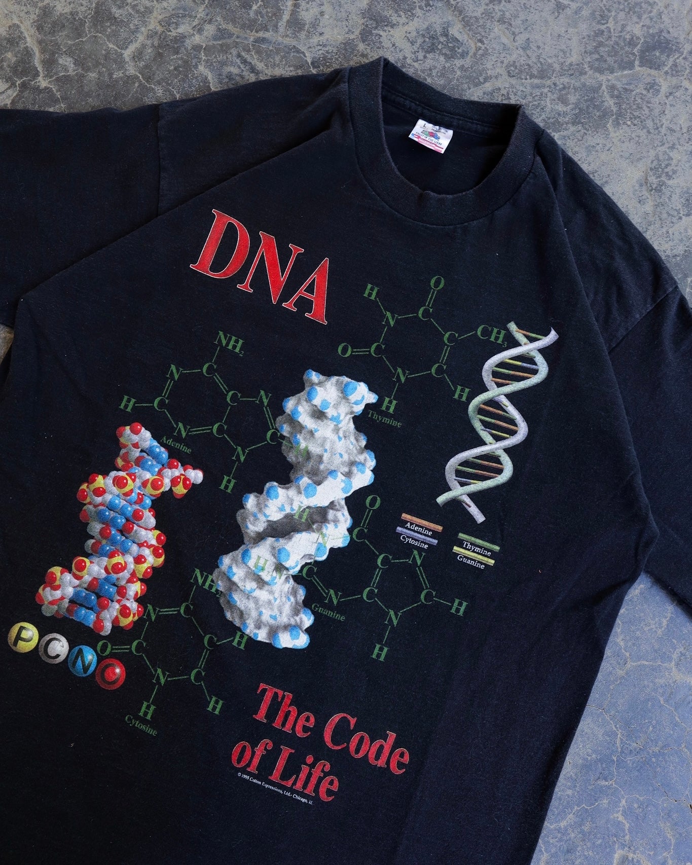 90s DNA Code of Life Black T-shirt - L