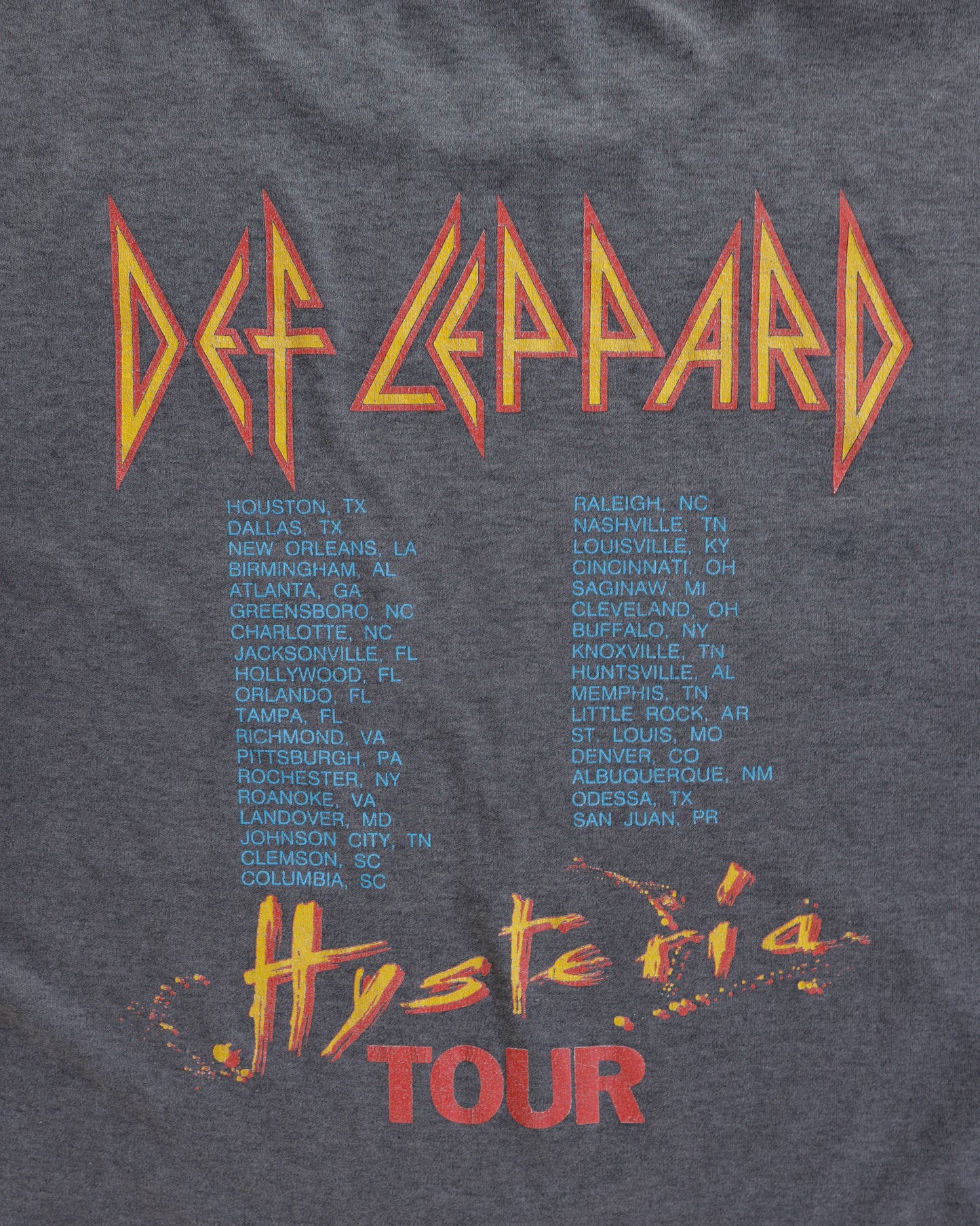 80s Def Leppard Hysteria Faded Black Tee - L