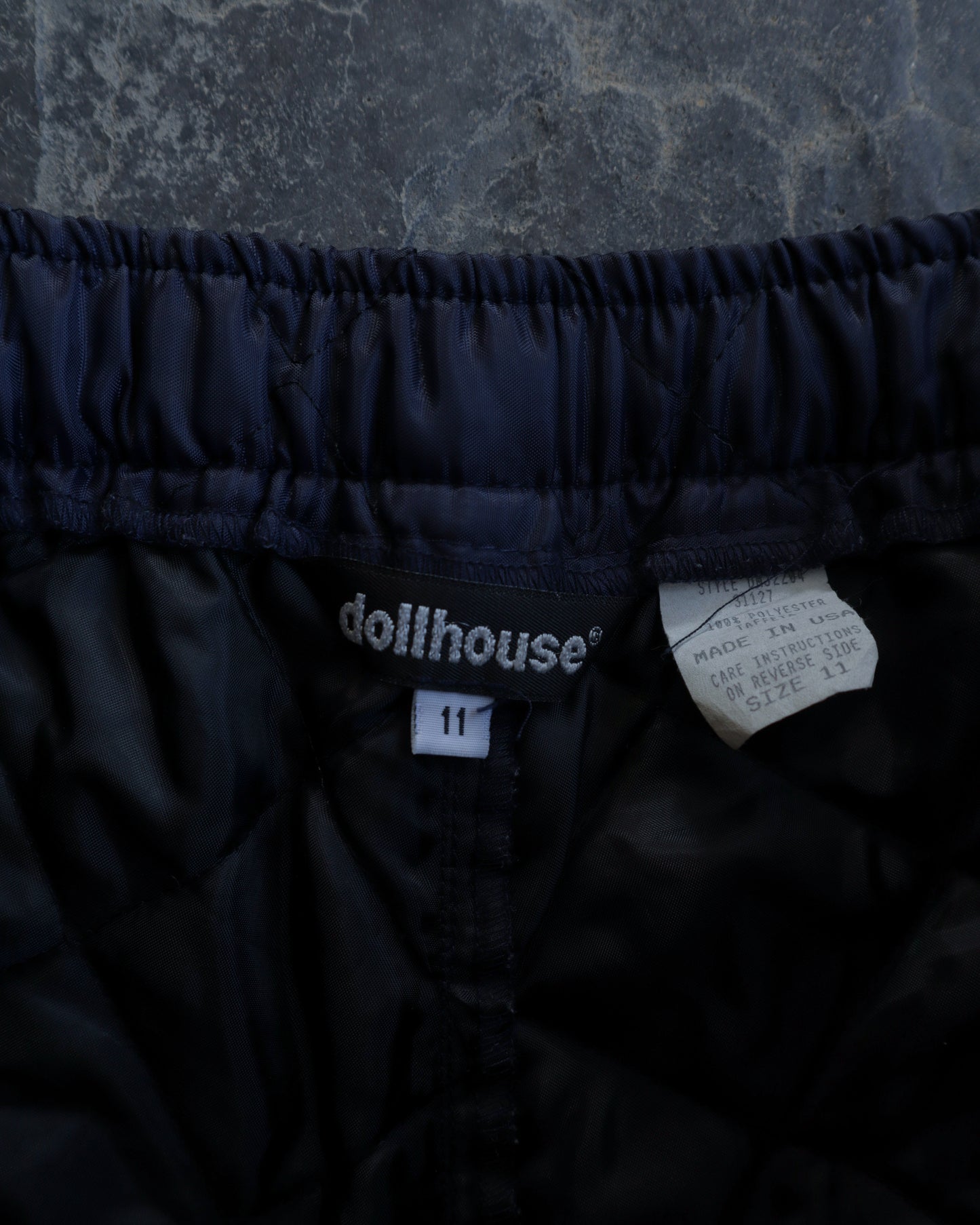 00s Dollhouse Quilted Navy Nylon Rave Pants - Women’s S/M