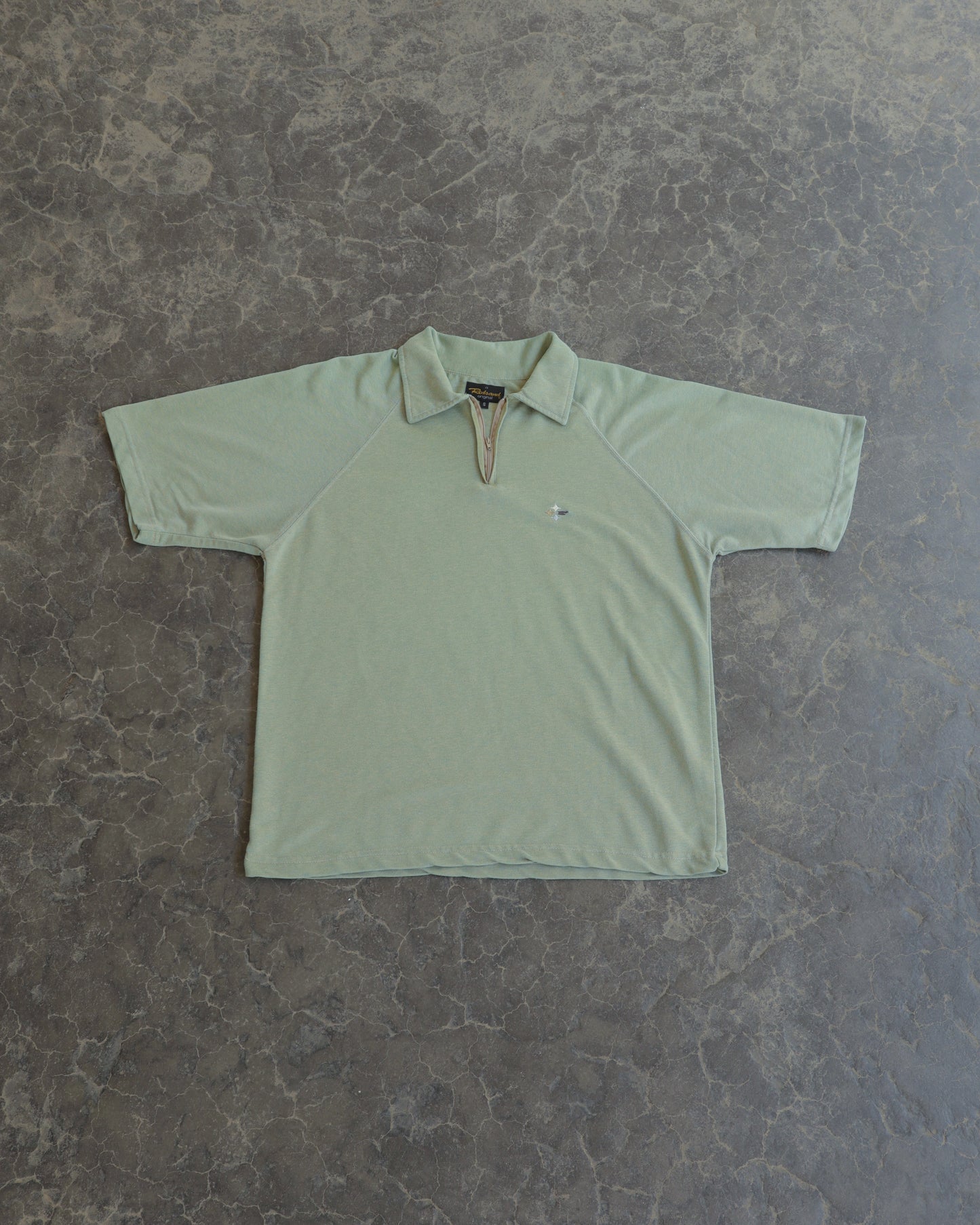 90s Redsand Light Green Polo Zip Shirt - M/L