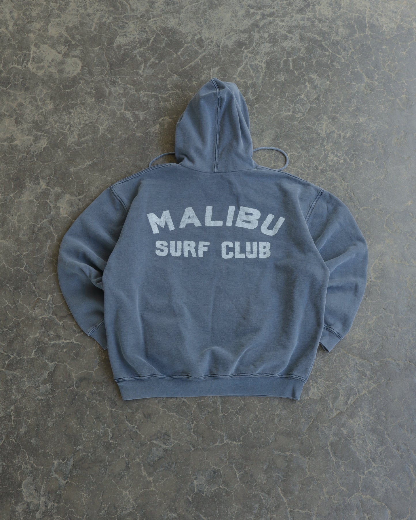 90s Malibu Surf Club Afterhood Faded Blue Boxy Hoodie - M/L