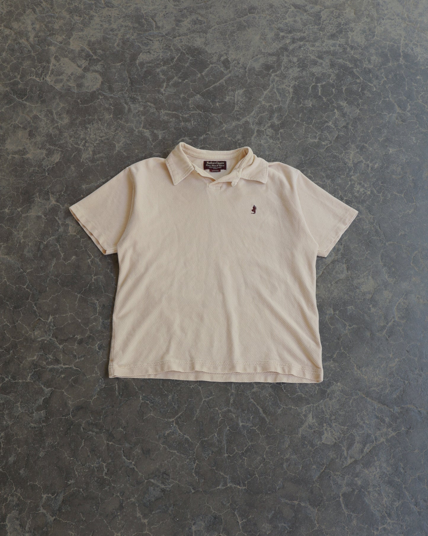 80s Marlboro Yellow Loop Collar Polo Shirt - M