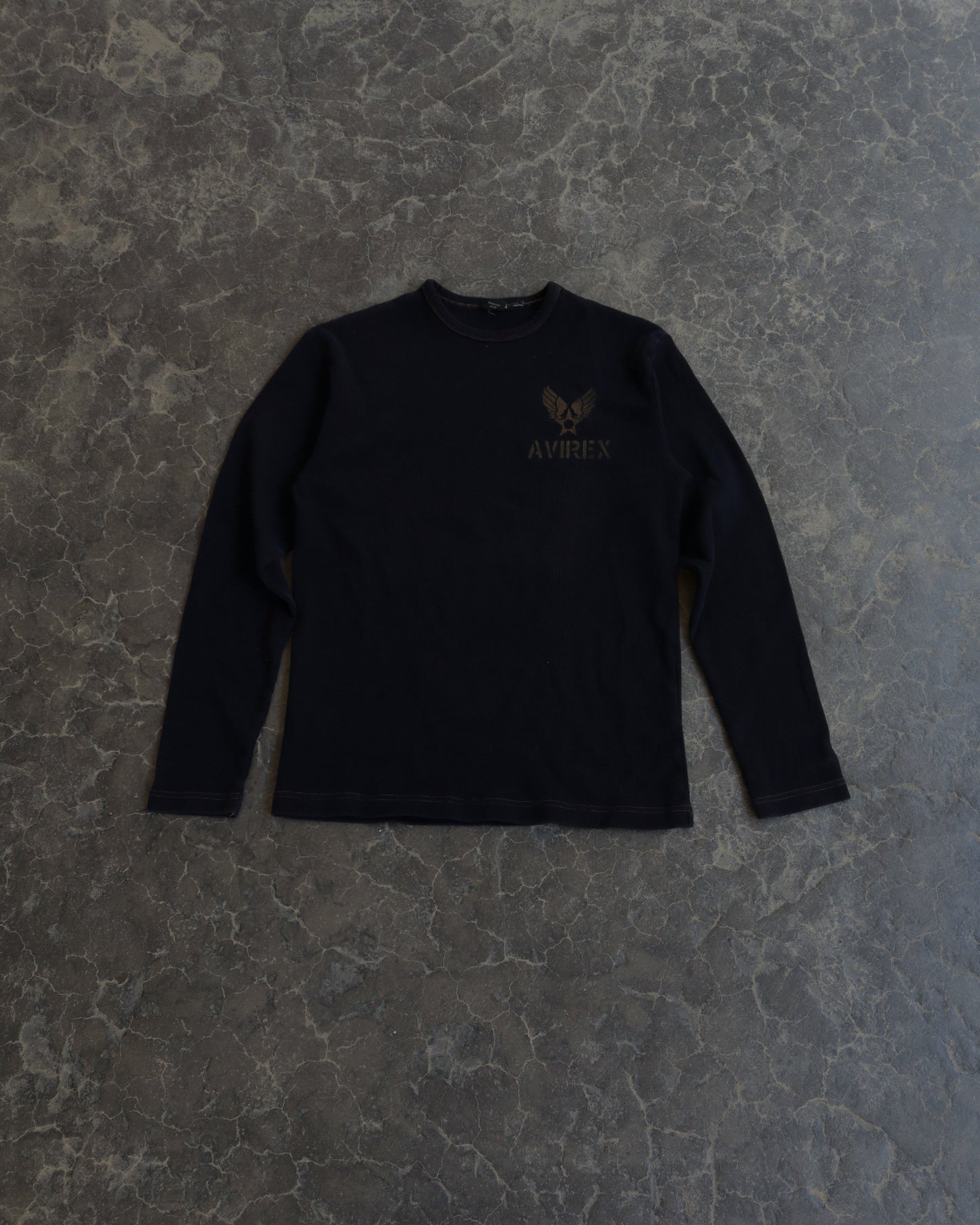 00s Avirex Last Call Navy Thermal Shirt - L