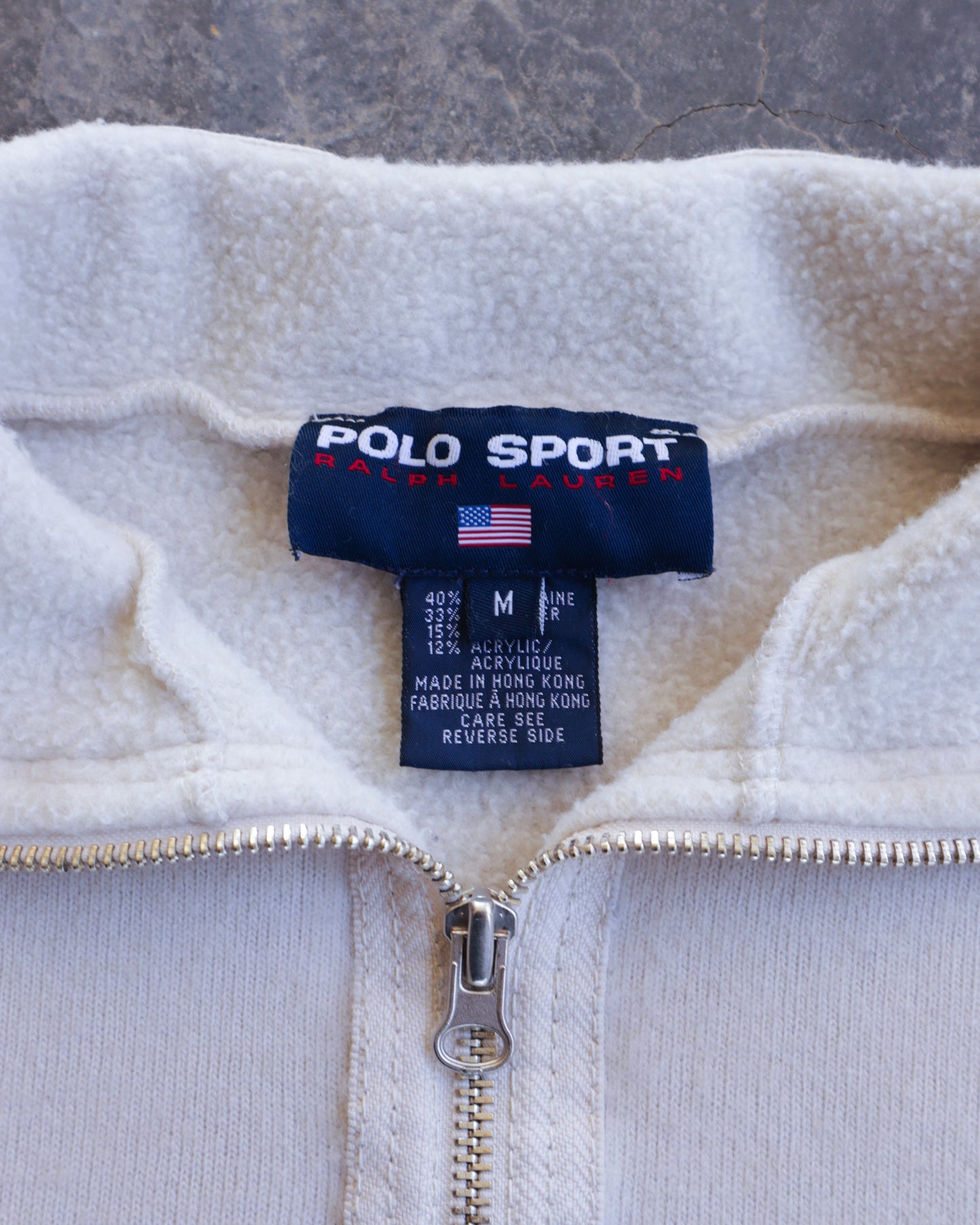90s Polo Sport USRL Cream Quarter Zip Sweatshirt - M