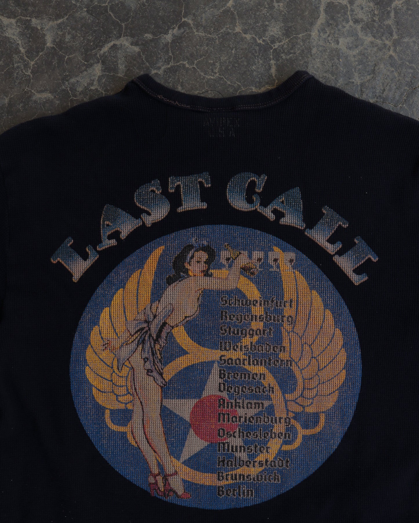 00s Avirex Last Call Navy Thermal Shirt - L