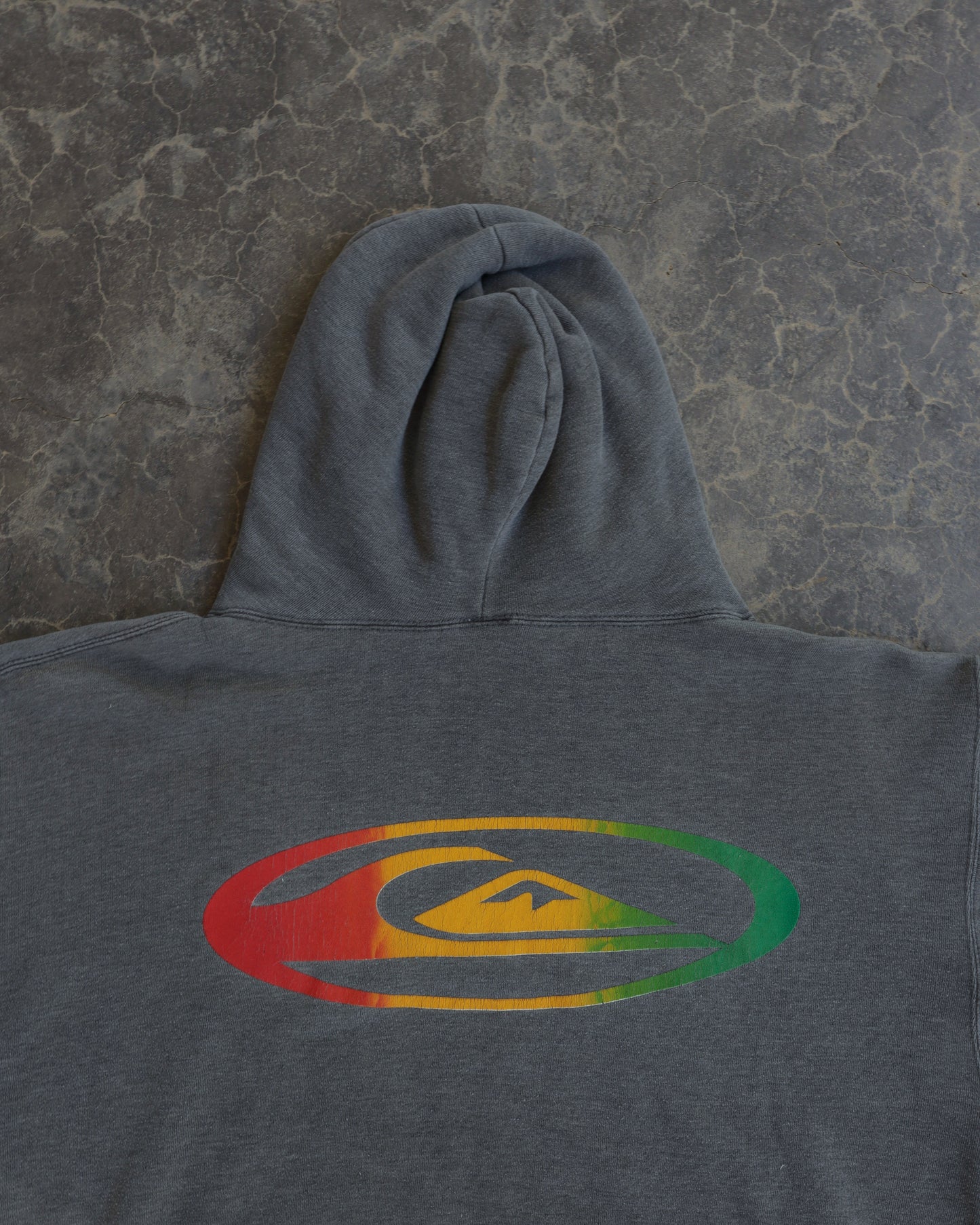 80s Quiksilver Faded Black Boxy Hoodie - L