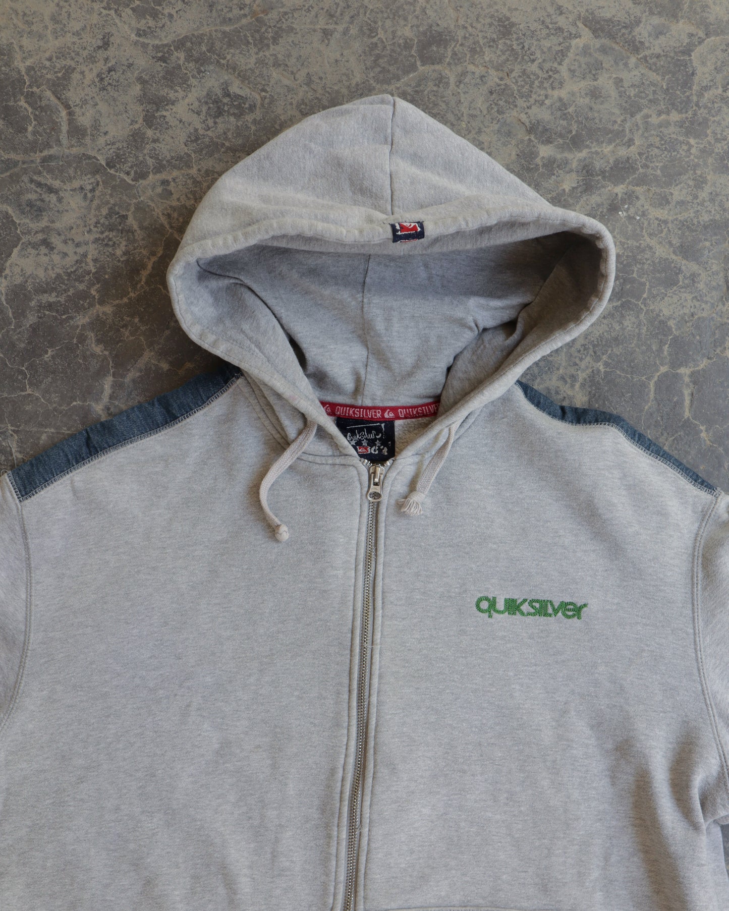 00s Quiksilver Full Zip Grey Hoodie - XL