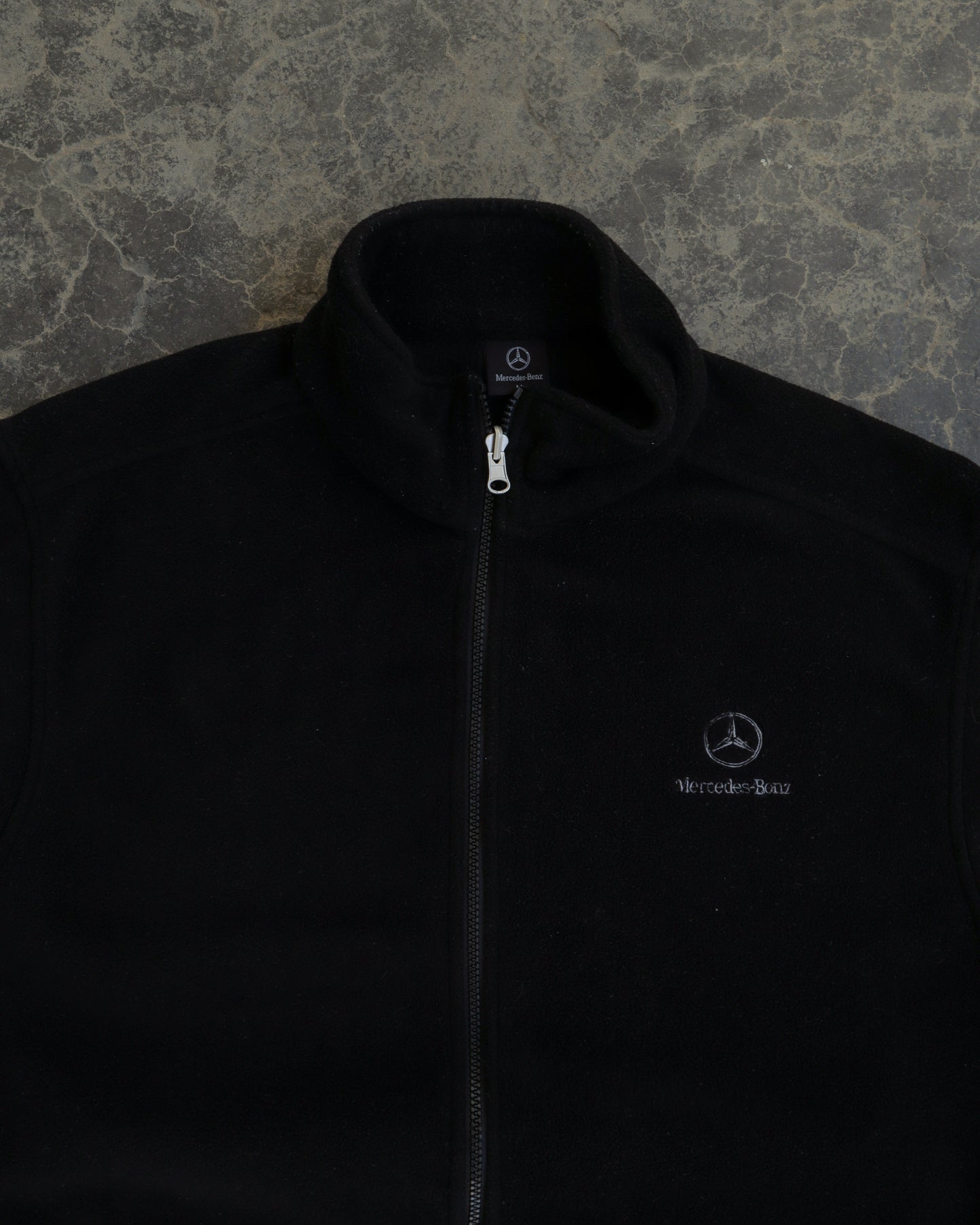 00s Mercedes Benz Full Zip Black Fleece Sweatshrt - M