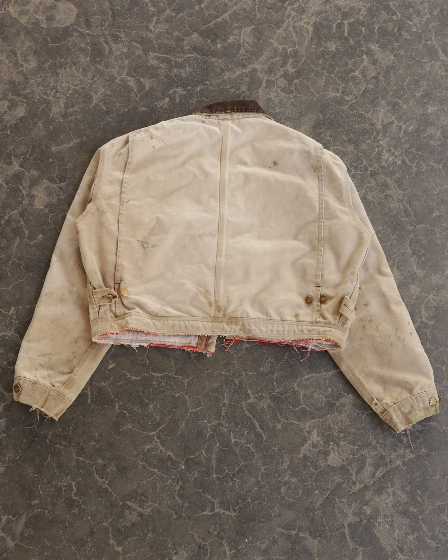 90s Cropped Carhartt Distressed Coverall Jacket - S