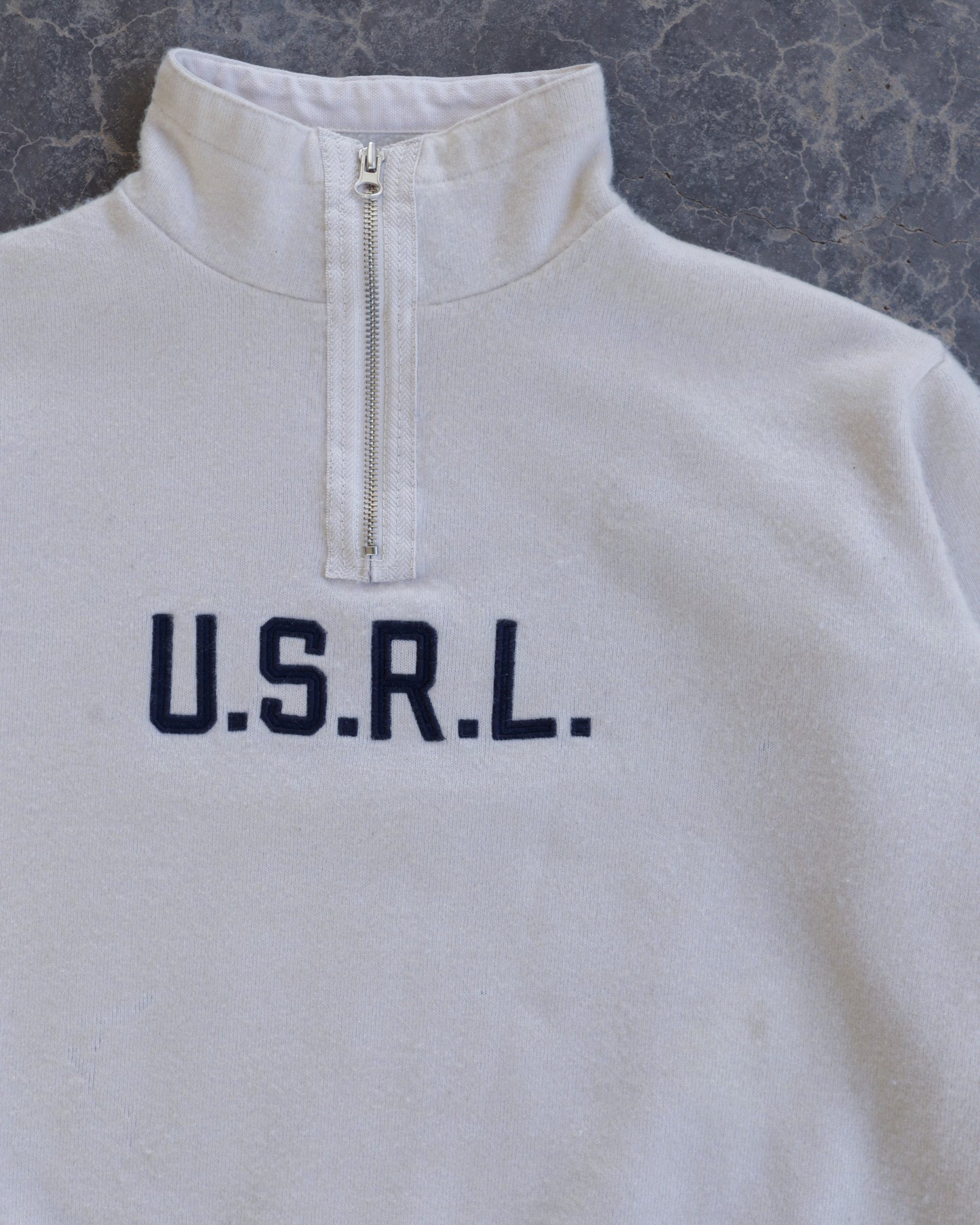 90s Polo Sport USRL Cream Quarter Zip Sweatshirt - M