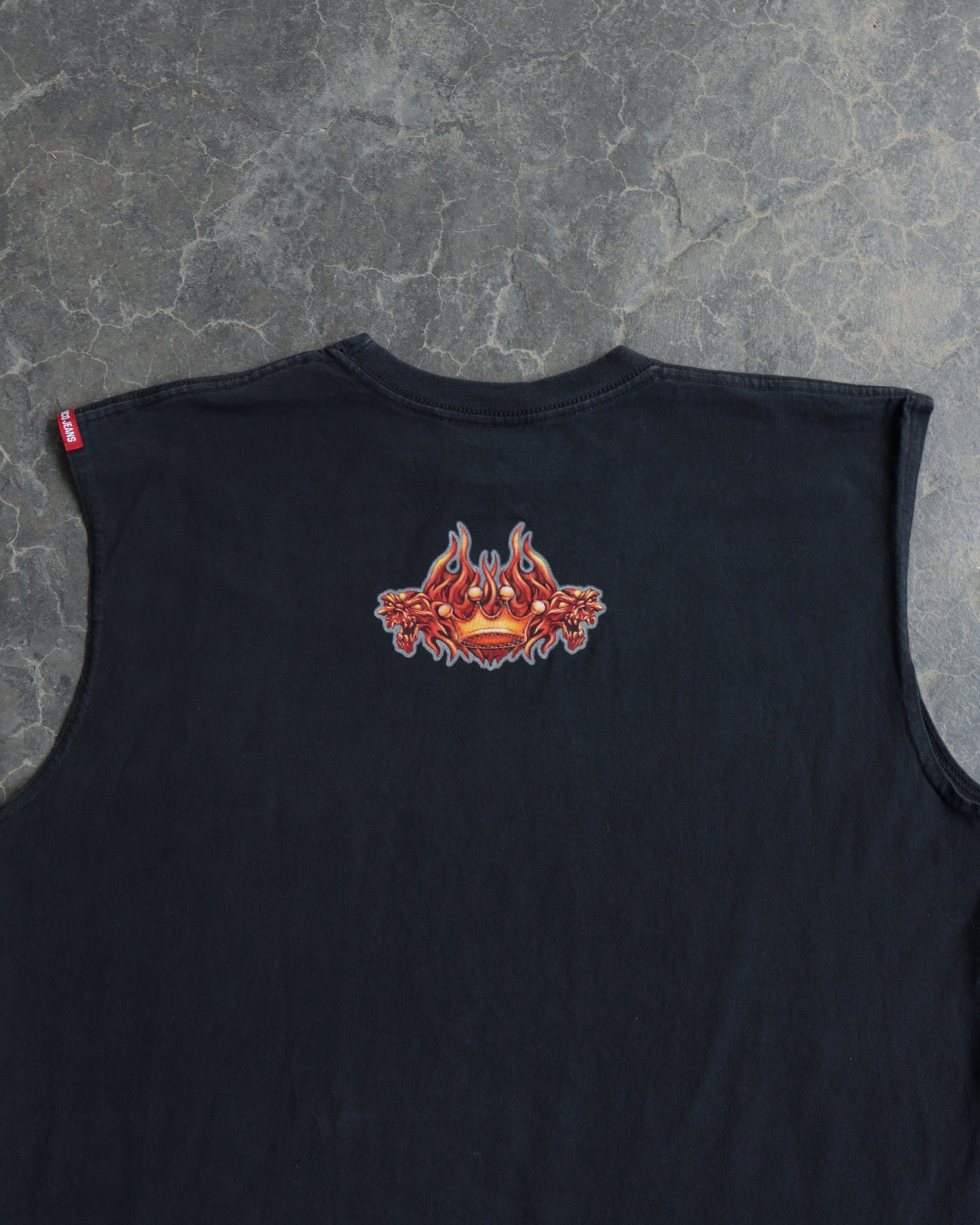 00s JNCO Center Skull Flame Sleeveless Tee - XL