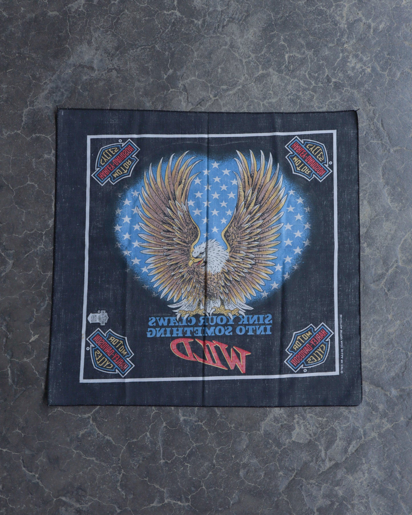 80s Harley Davidson Faded Bandana - OS