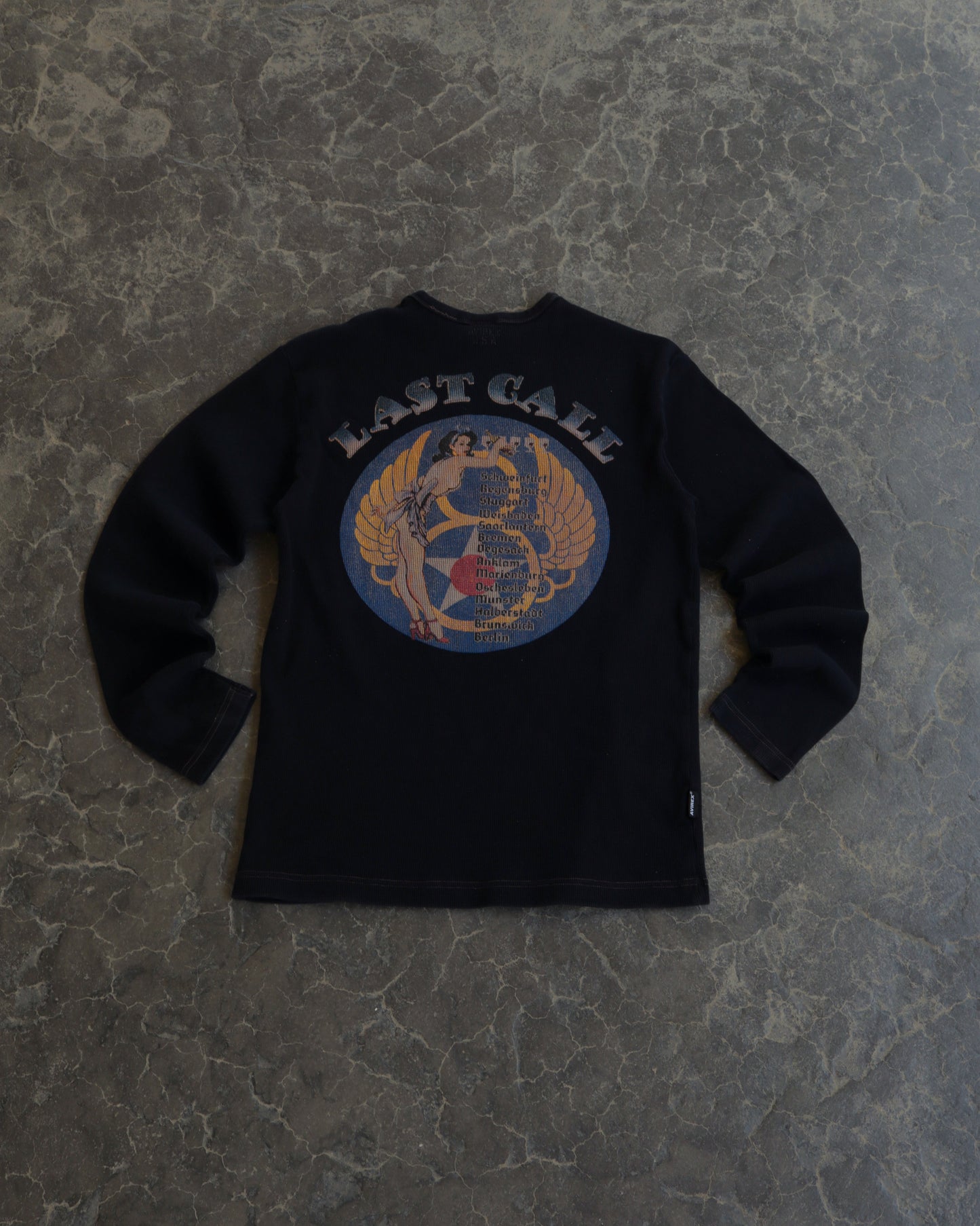 00s Avirex Last Call Navy Thermal Shirt - L