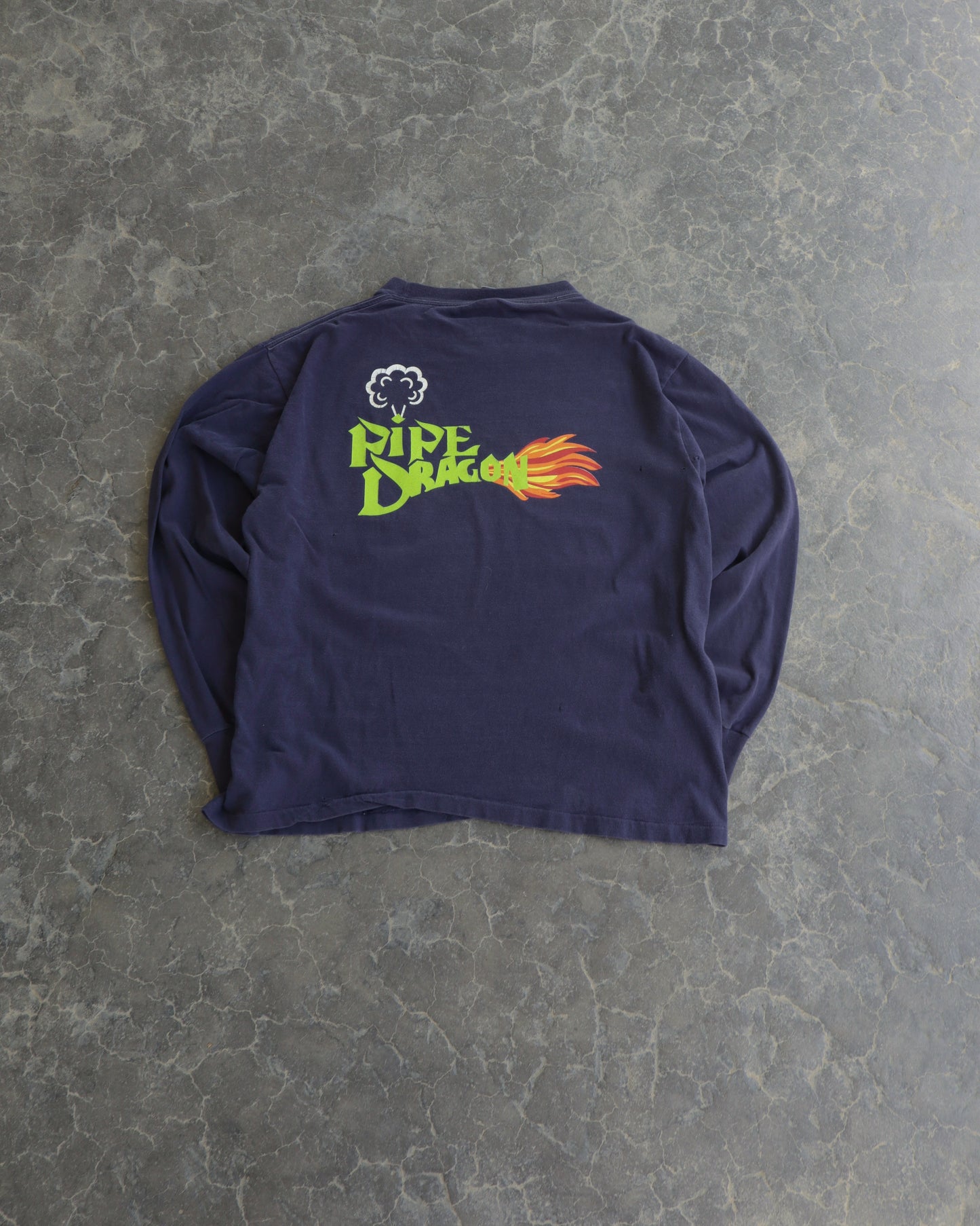 80s Pipe Dragon Navy Long Sleeve Pocket Tee - M