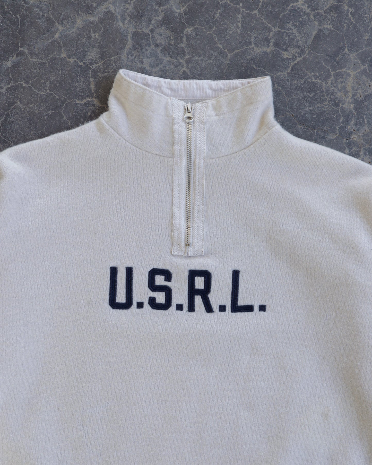 90s Polo Sport USRL Cream Quarter Zip Sweatshirt - M