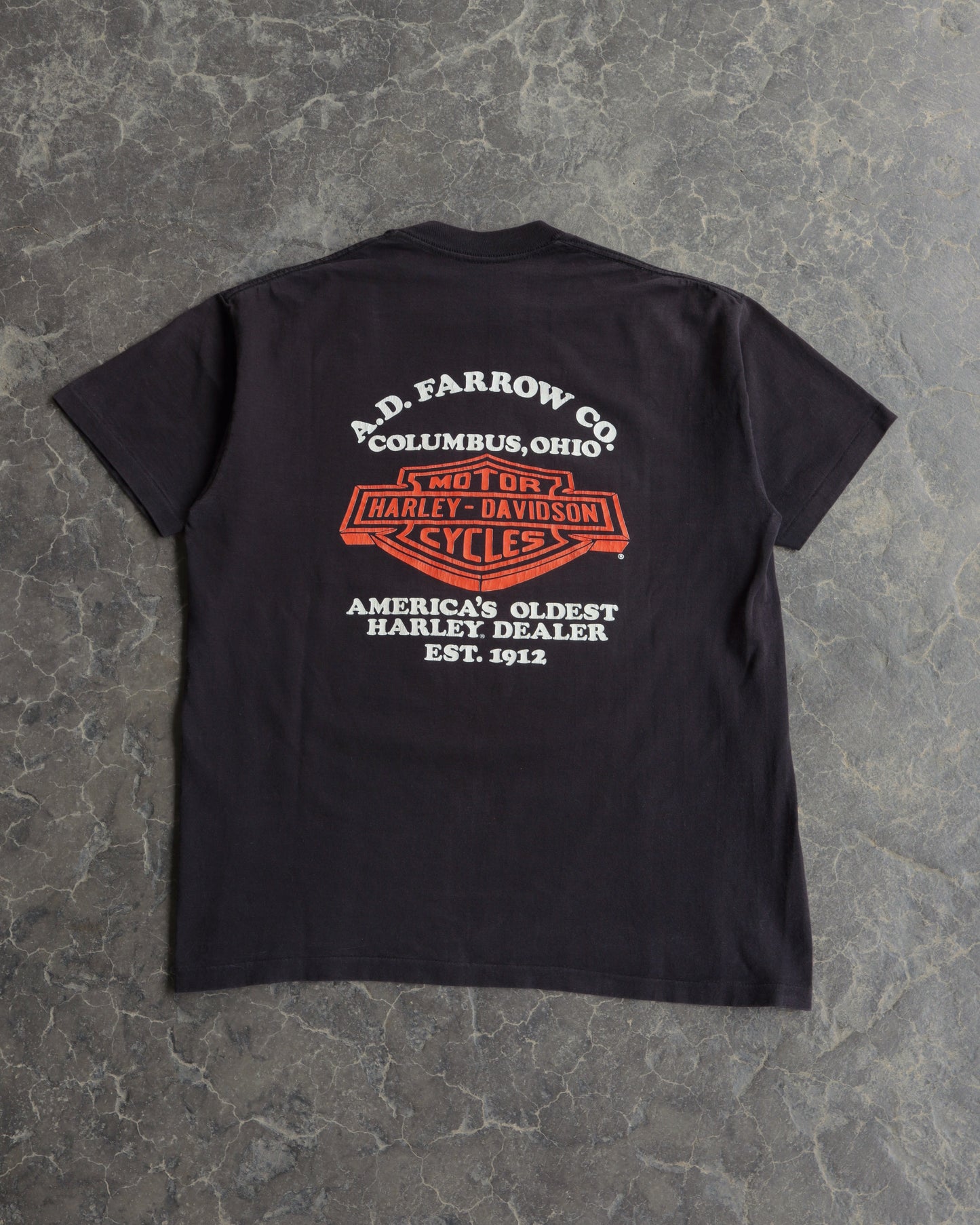 90s Harley Davidon Eagle Has Landed Faded Black Tee - L