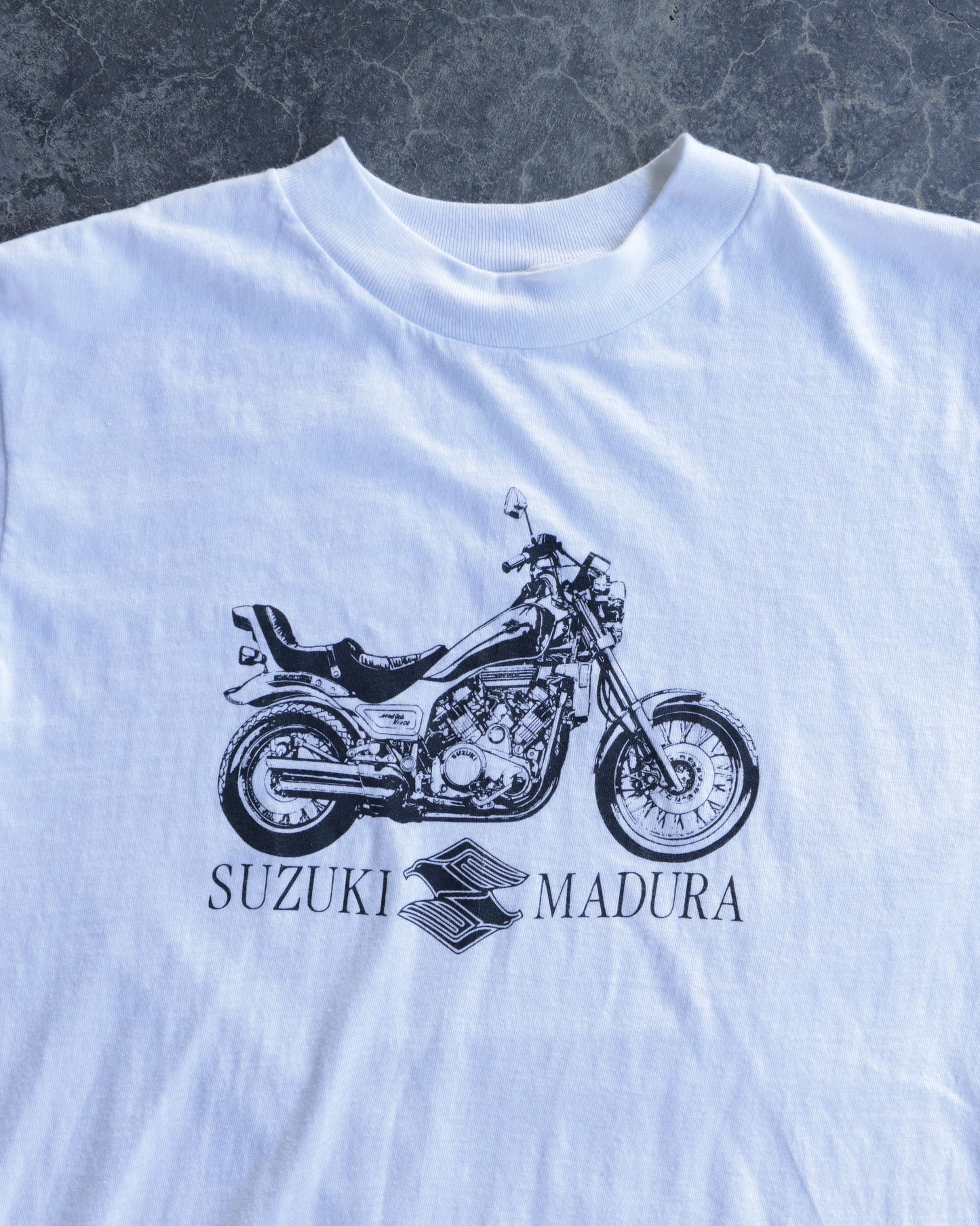 80s Suzuki Motorcycle White T-shirt - M