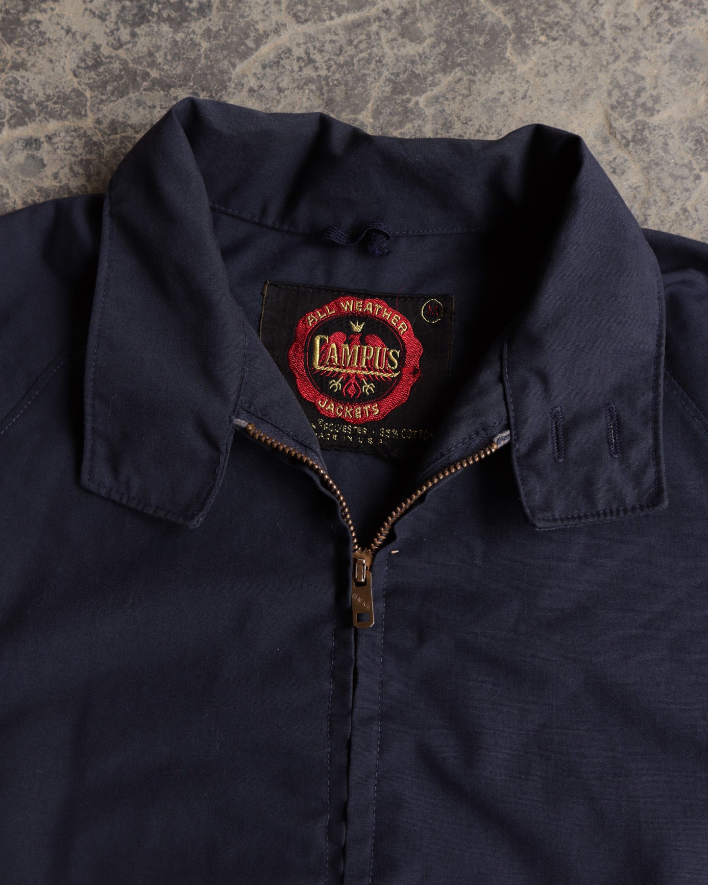 70s Campus Navy Jacket - L