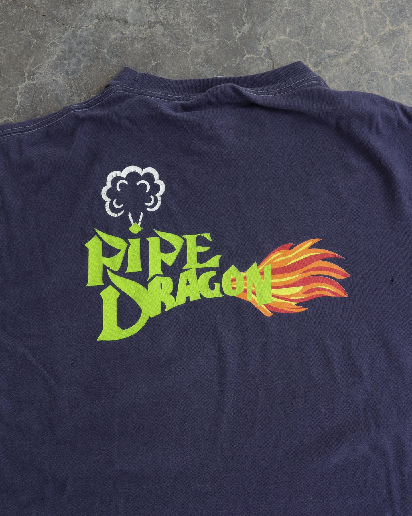 80s Pipe Dragon Navy Long Sleeve Pocket Tee - M