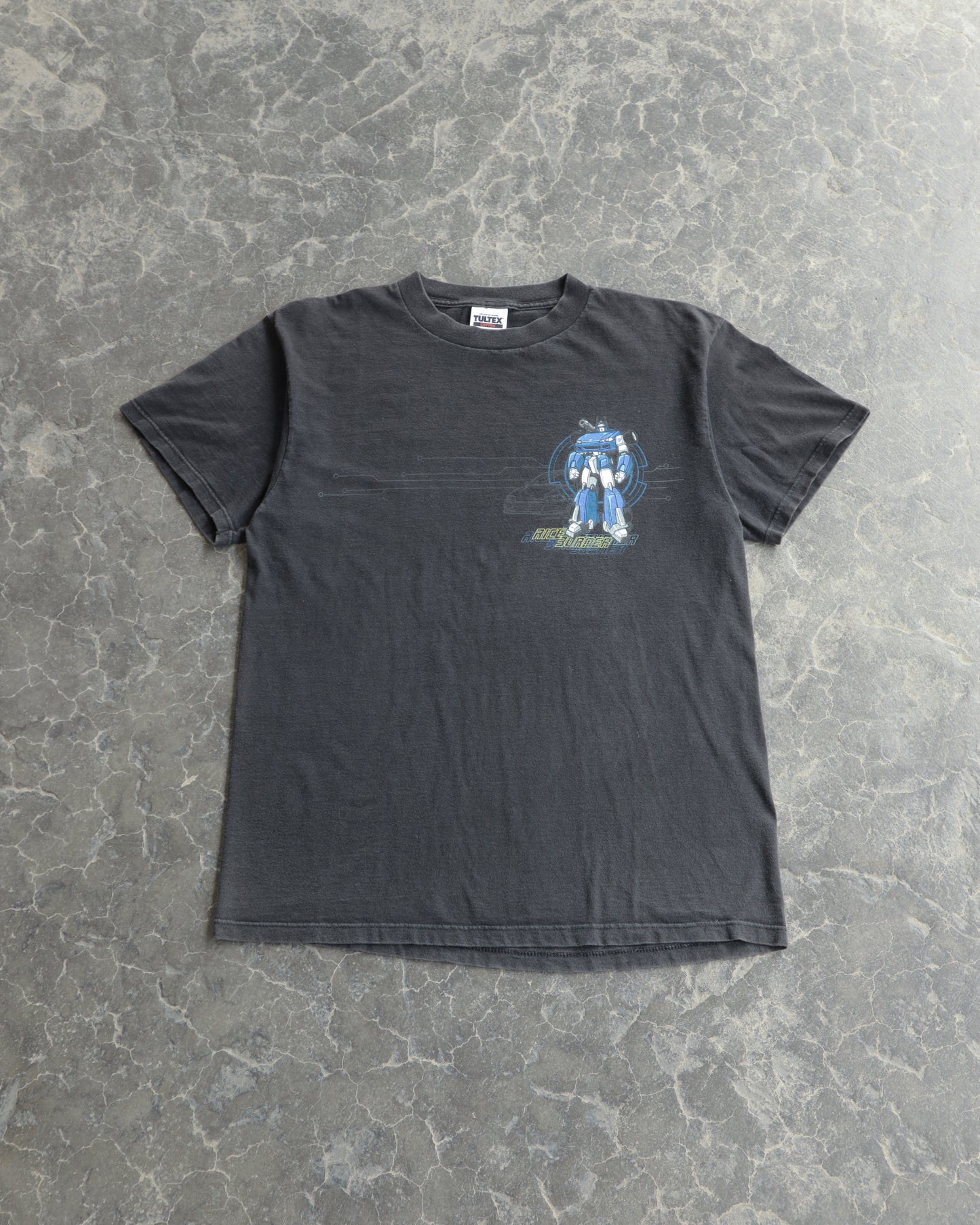 90s JDM Acura Rice Burner Faded Black Tee - L