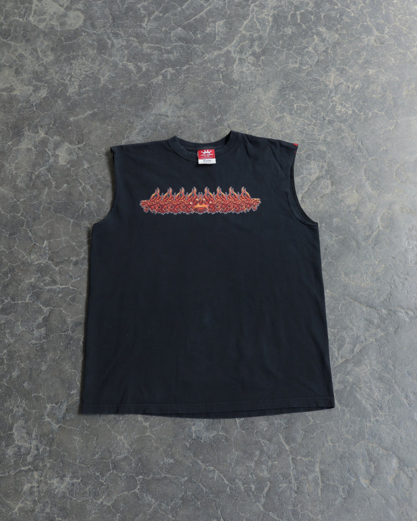 00s JNCO Center Skull Flame Sleeveless Tee - XL