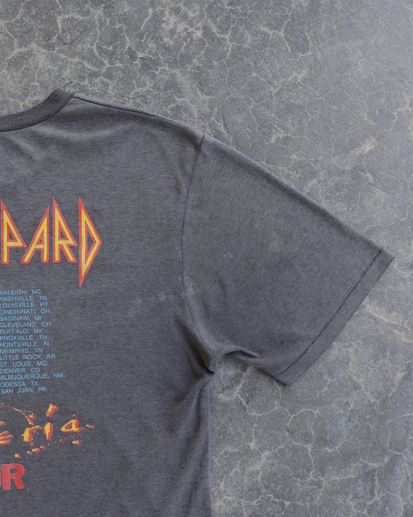 80s Def Leppard Hysteria Faded Black Tee - L