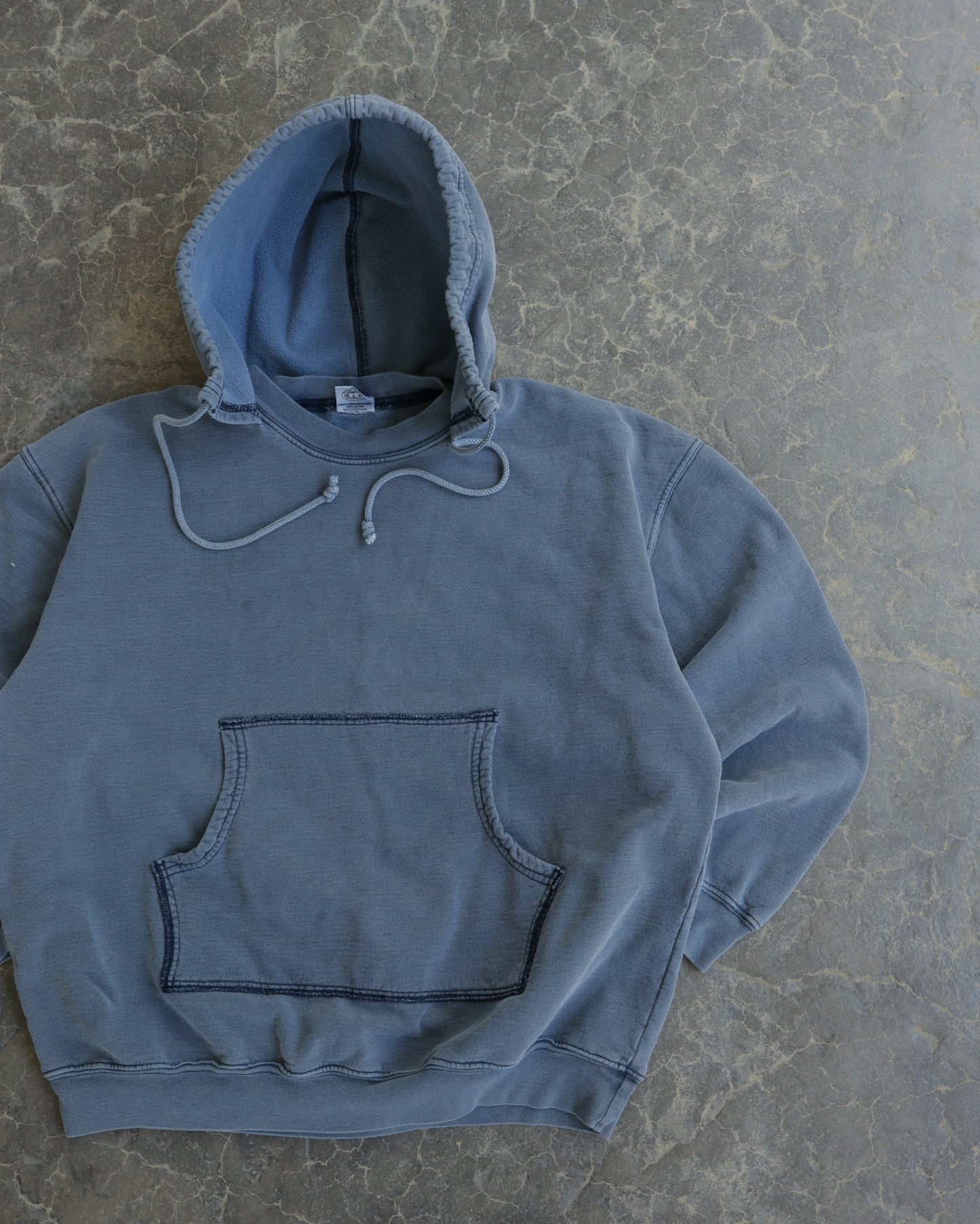 90s Malibu Surf Club Afterhood Faded Blue Boxy Hoodie - M/L