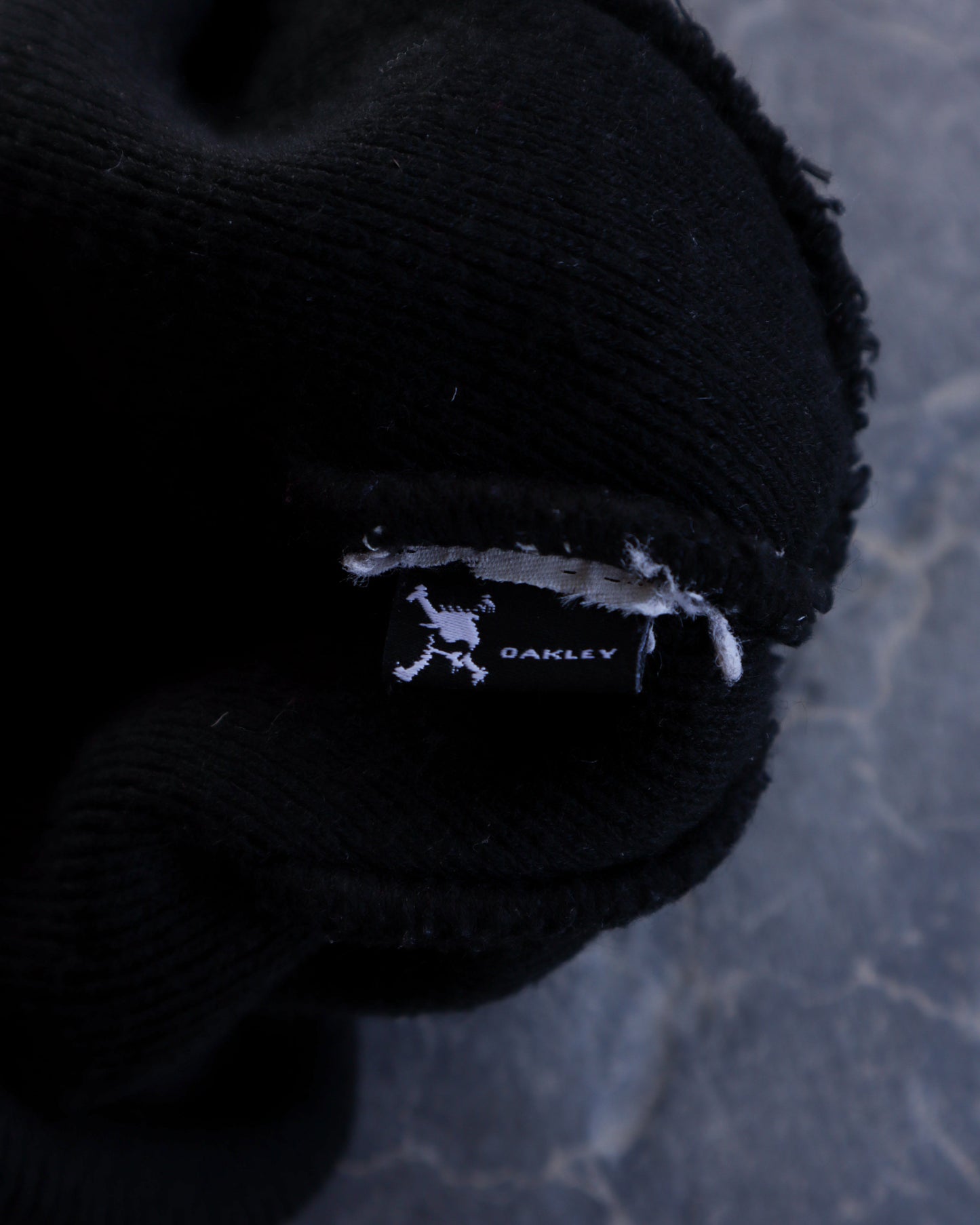 00s Oakley Spellout Black Beanie - OS