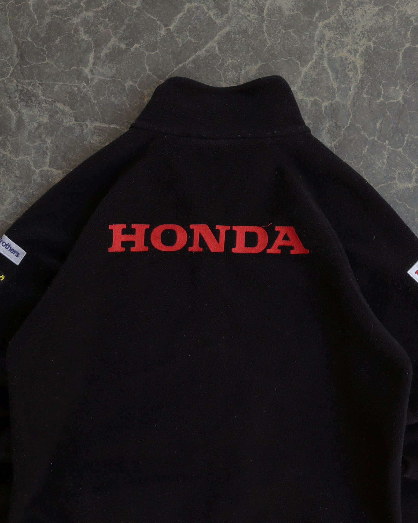 80s Honda Racing Full Zip Black Fleece Sweatshrt - L