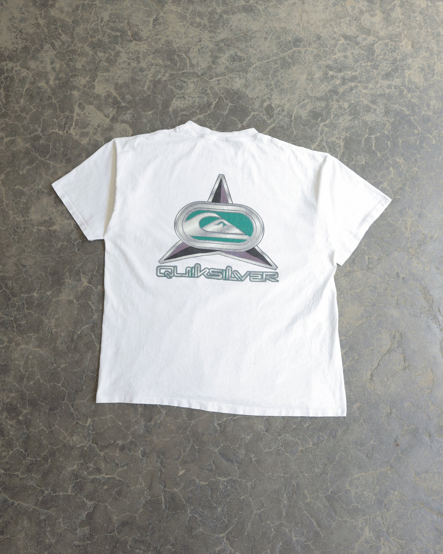 90s Quiksilver Logo White Tee - XL