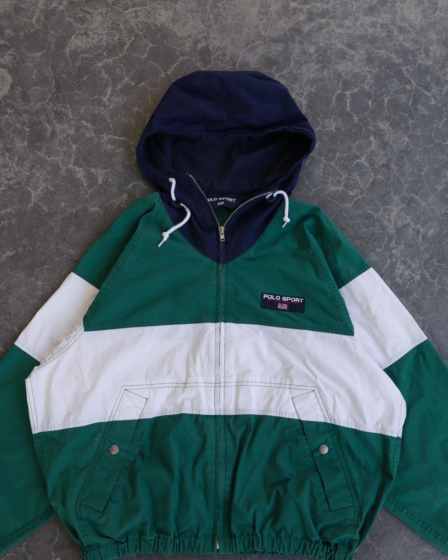 90s Polo Sport Windbreaker Hooded Jacket - M
