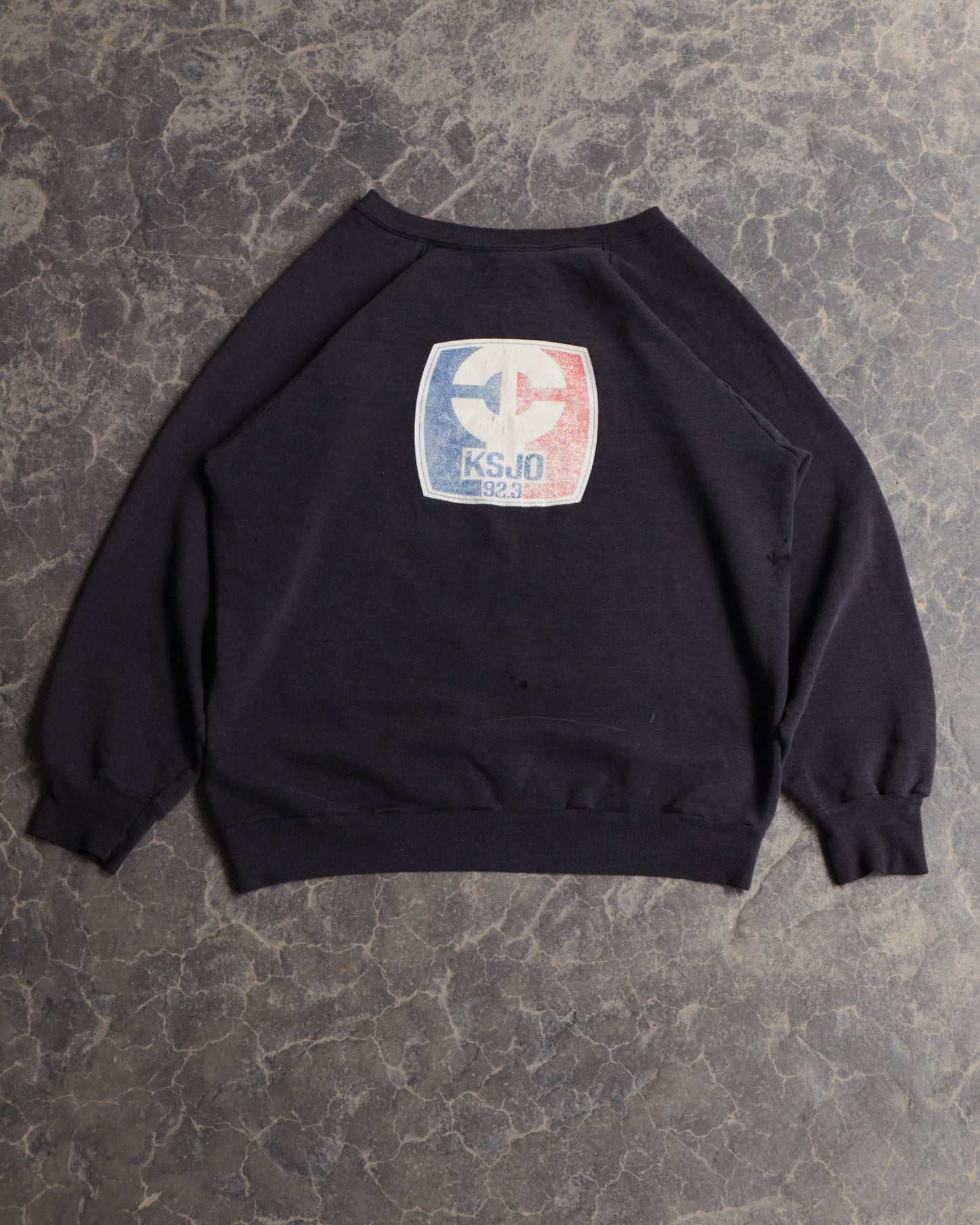 80s KSJO 92.3 No More Mr. Nice Guy Faded Crewneck Sweatshirt - L