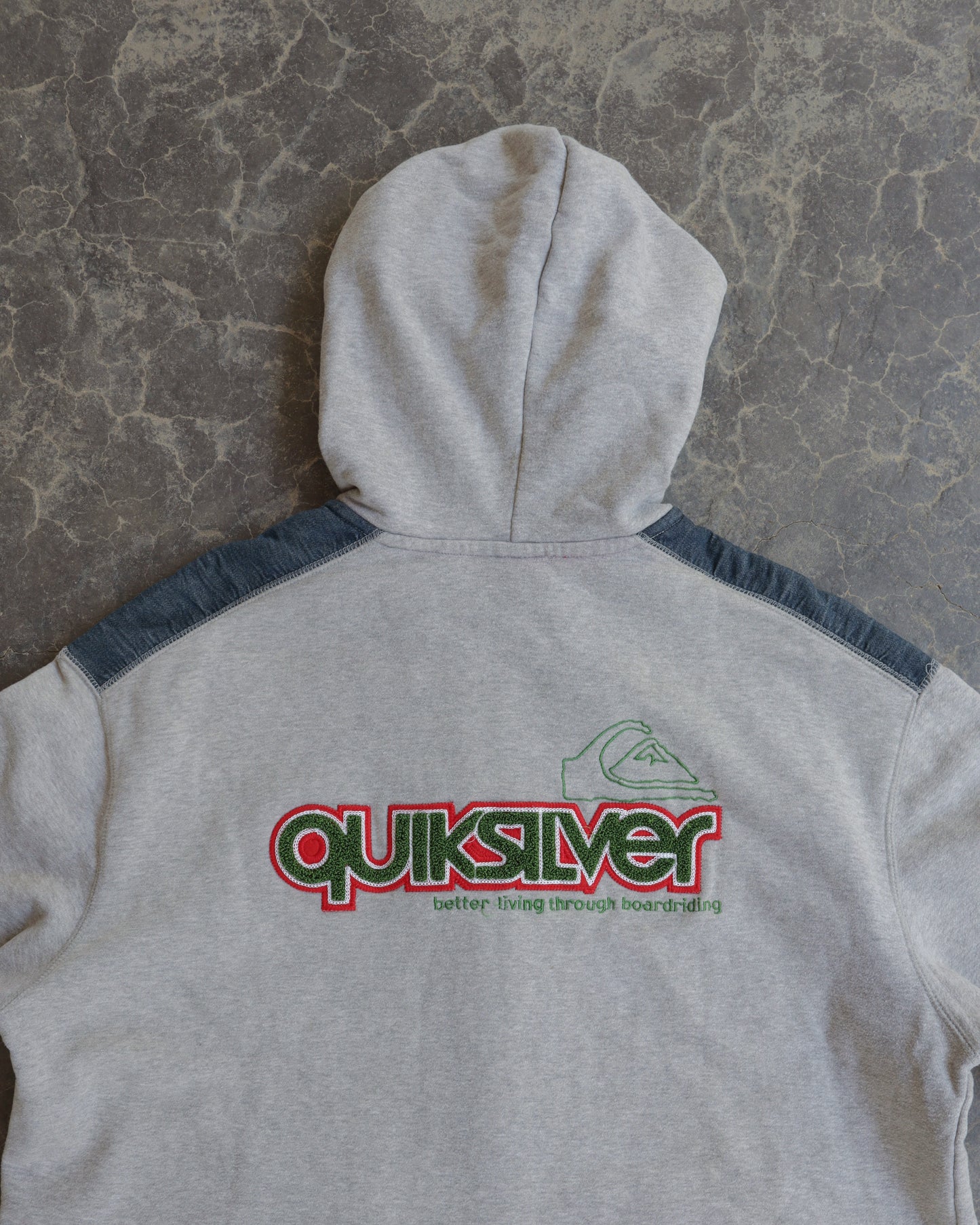00s Quiksilver Full Zip Grey Hoodie - XL