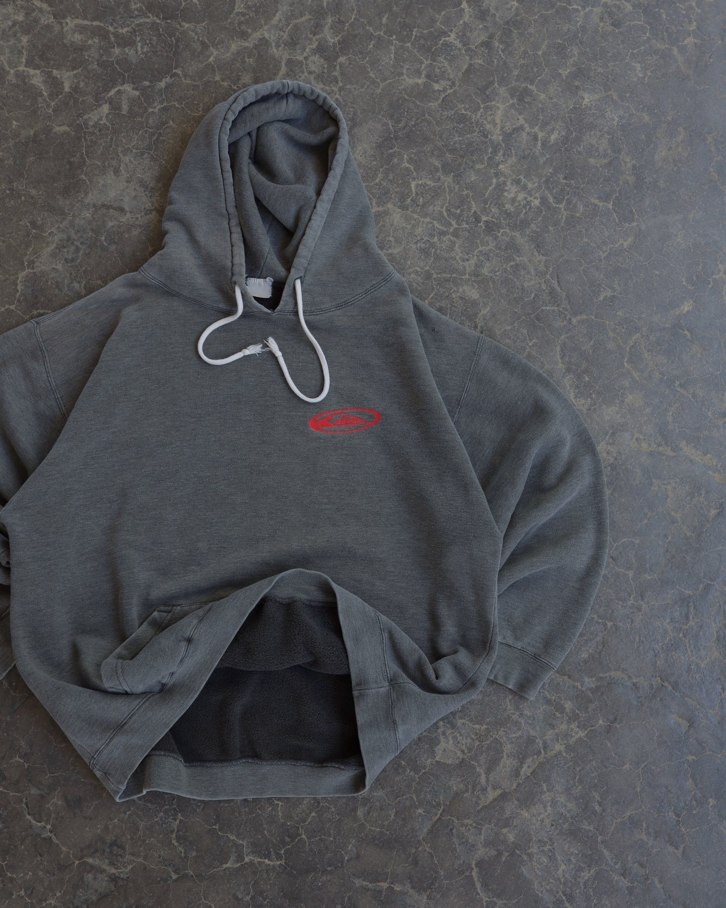 80s Quiksilver Faded Black Boxy Hoodie - L