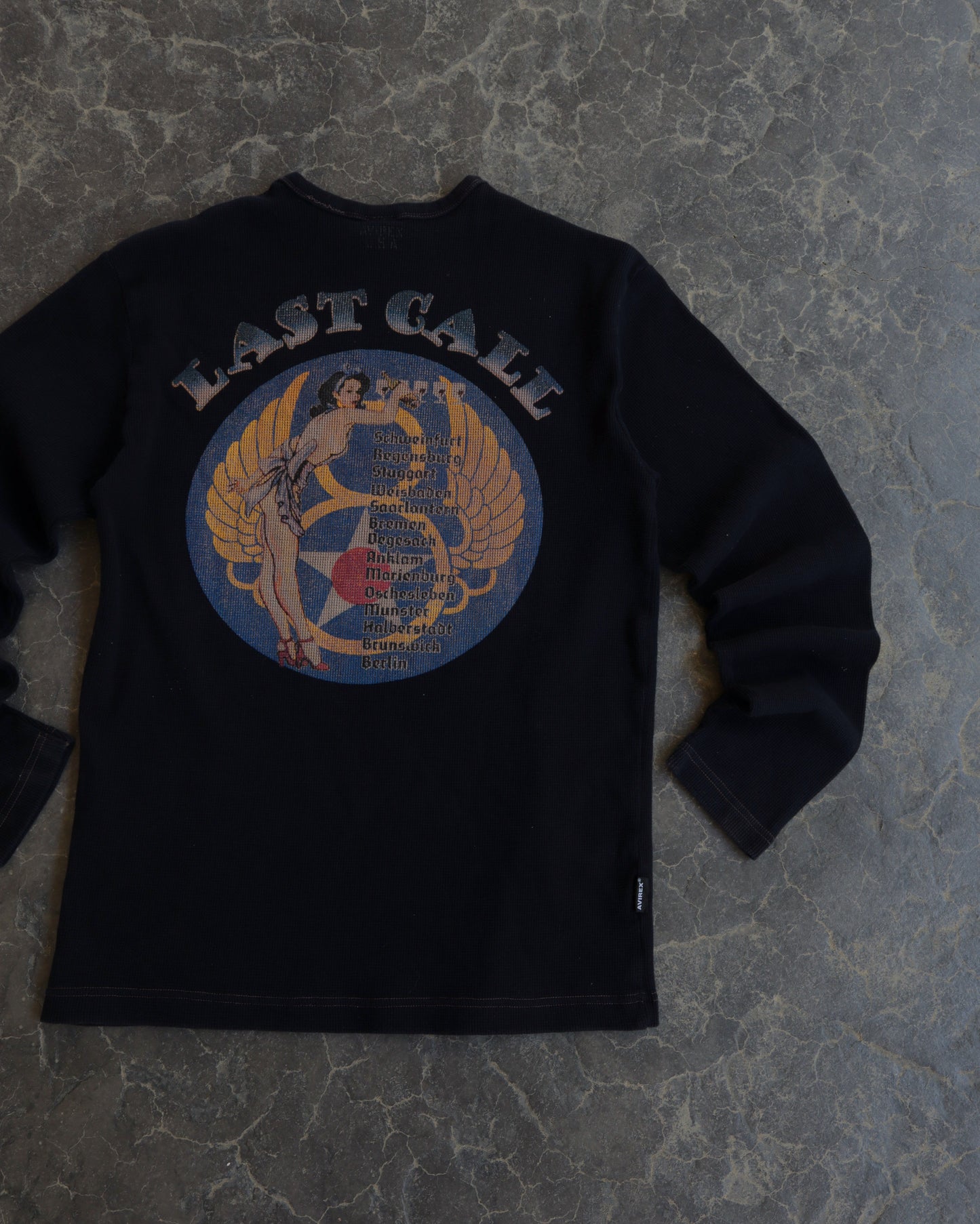 00s Avirex Last Call Navy Thermal Shirt - L